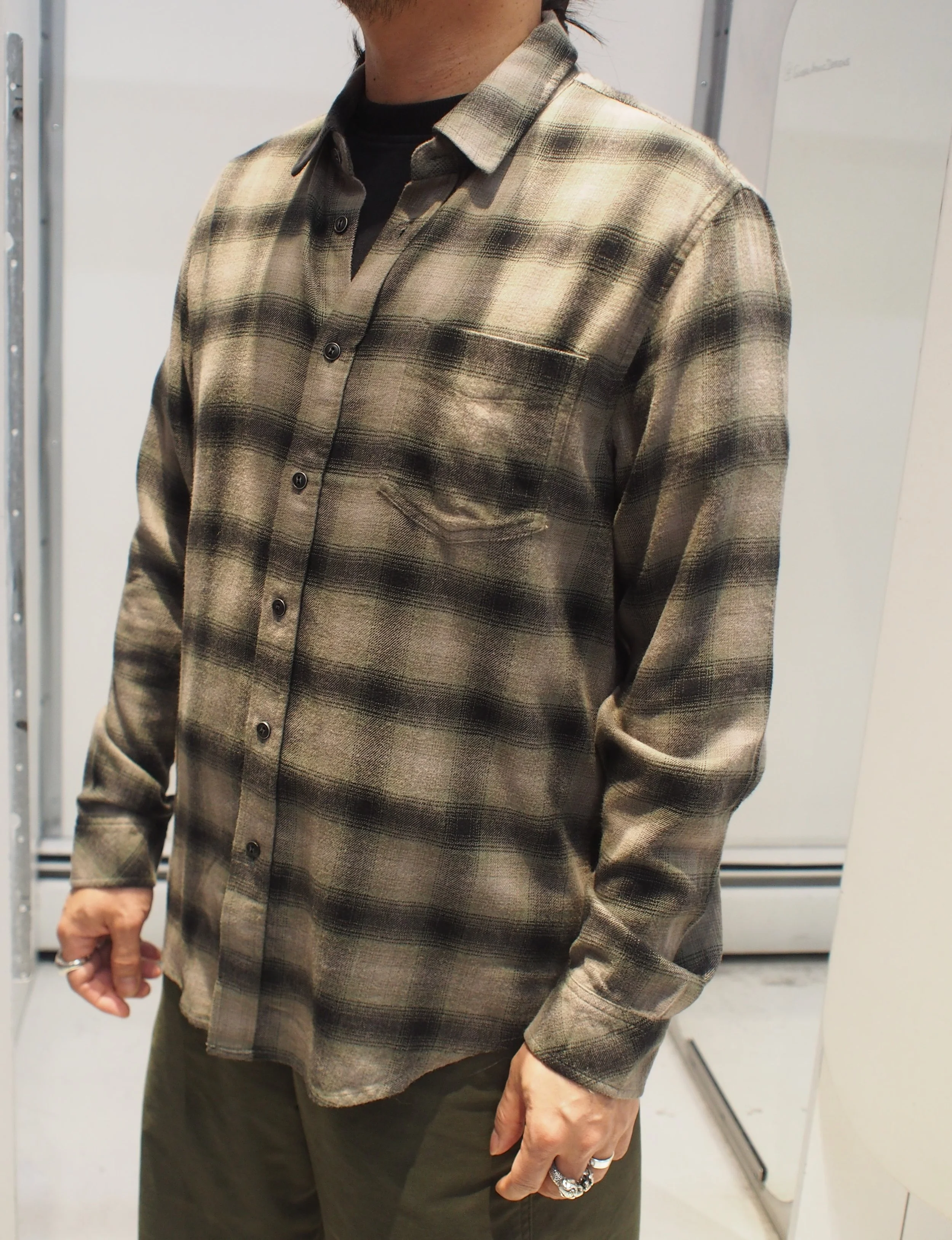 RAILS Lennox brushed flannel l/s shirt - Lichen Onyx Check