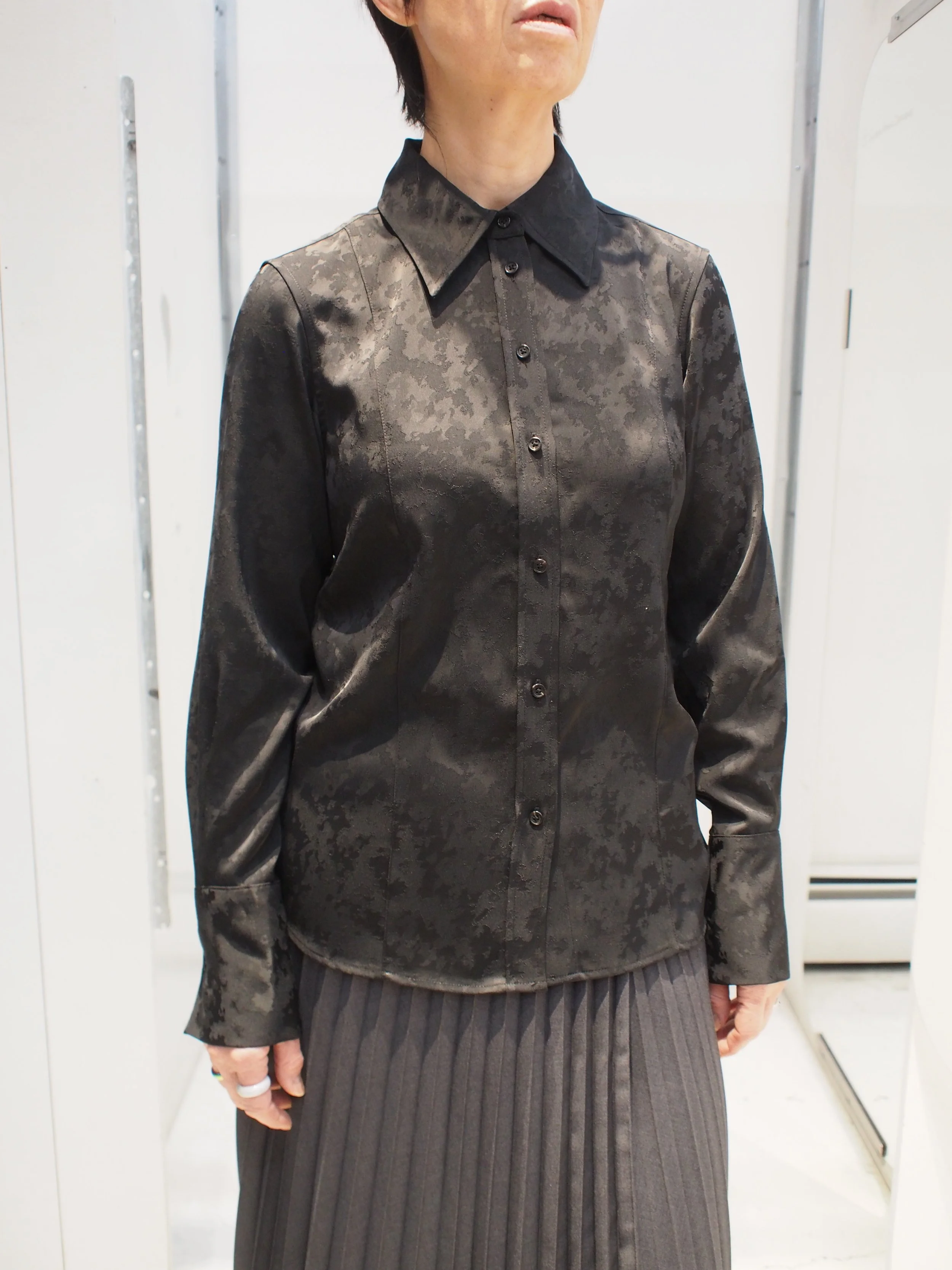 Scotch & Soda satin jacquard l/s shirt - Black Ikat