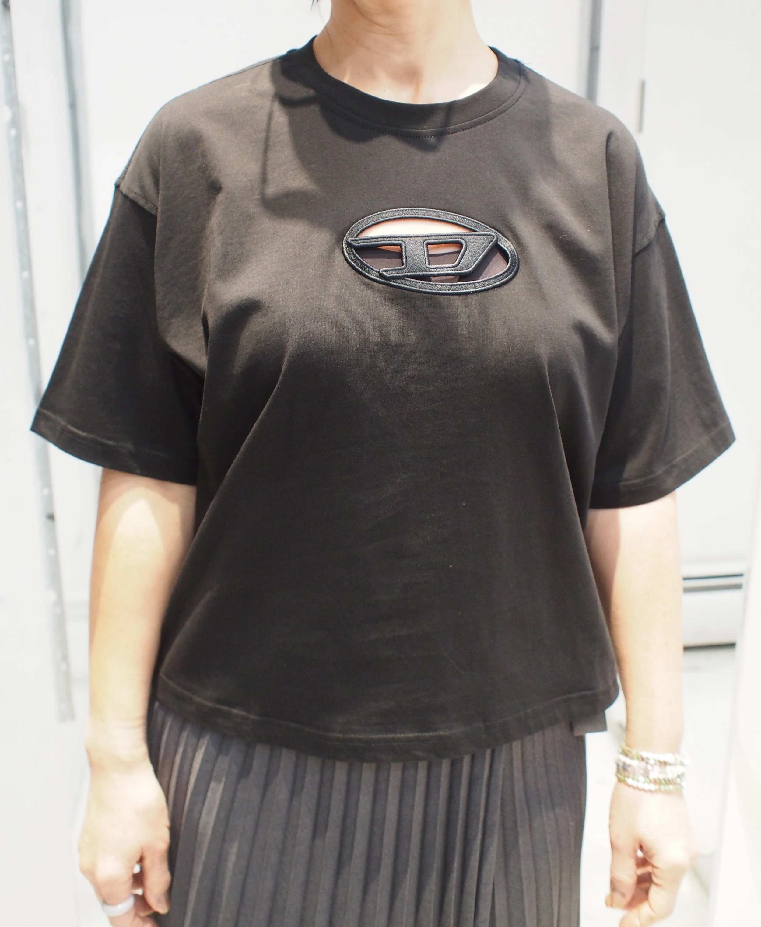 DIESEL t-buxt-crop-od cut out boxy tee - Black