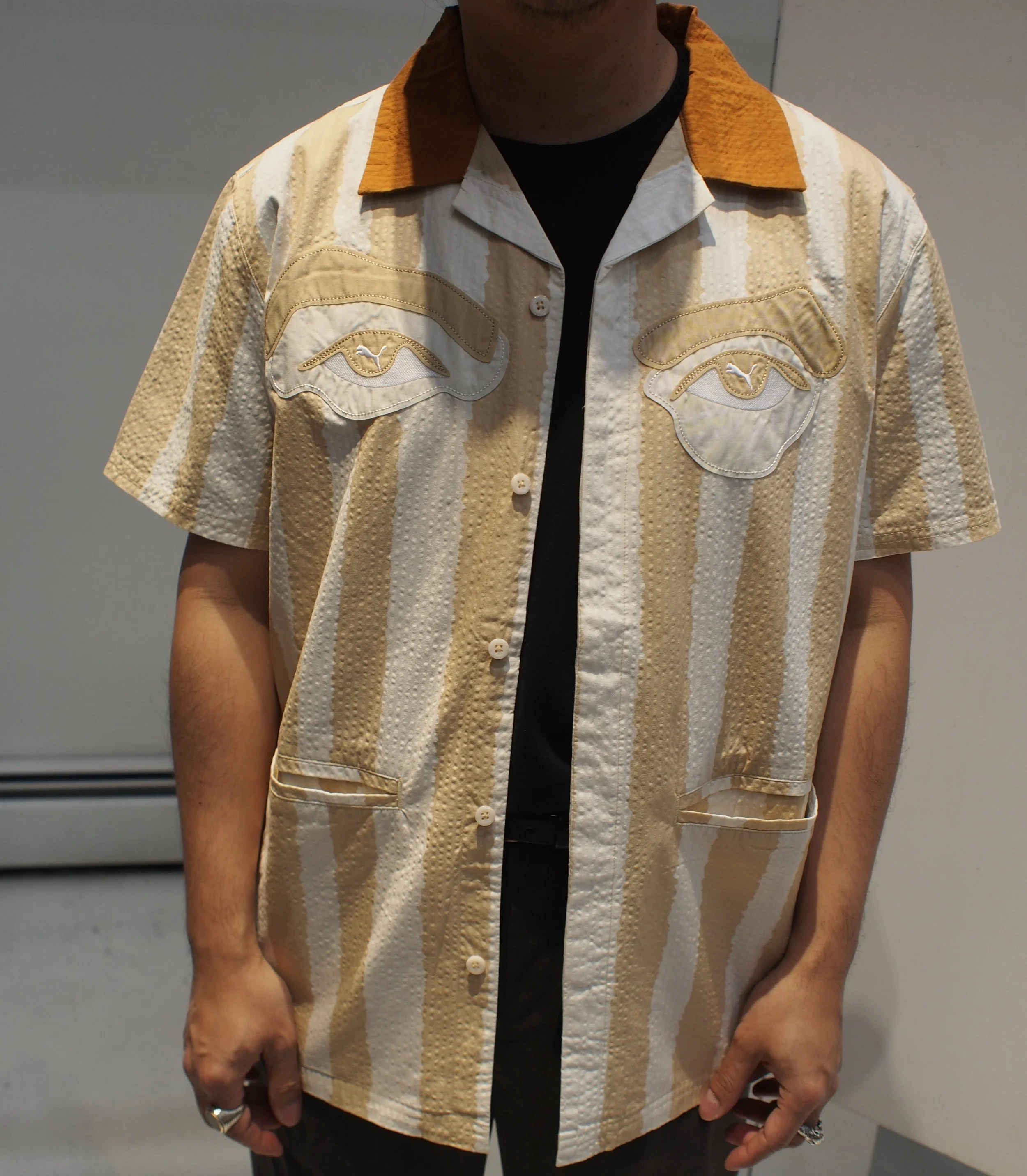 トップス L'Or Asymmetry Collar Shirt 21SS TENSEL ASYMMETRY OPEN COLLAR SHIRT – MIDWEST ONLINE STORE