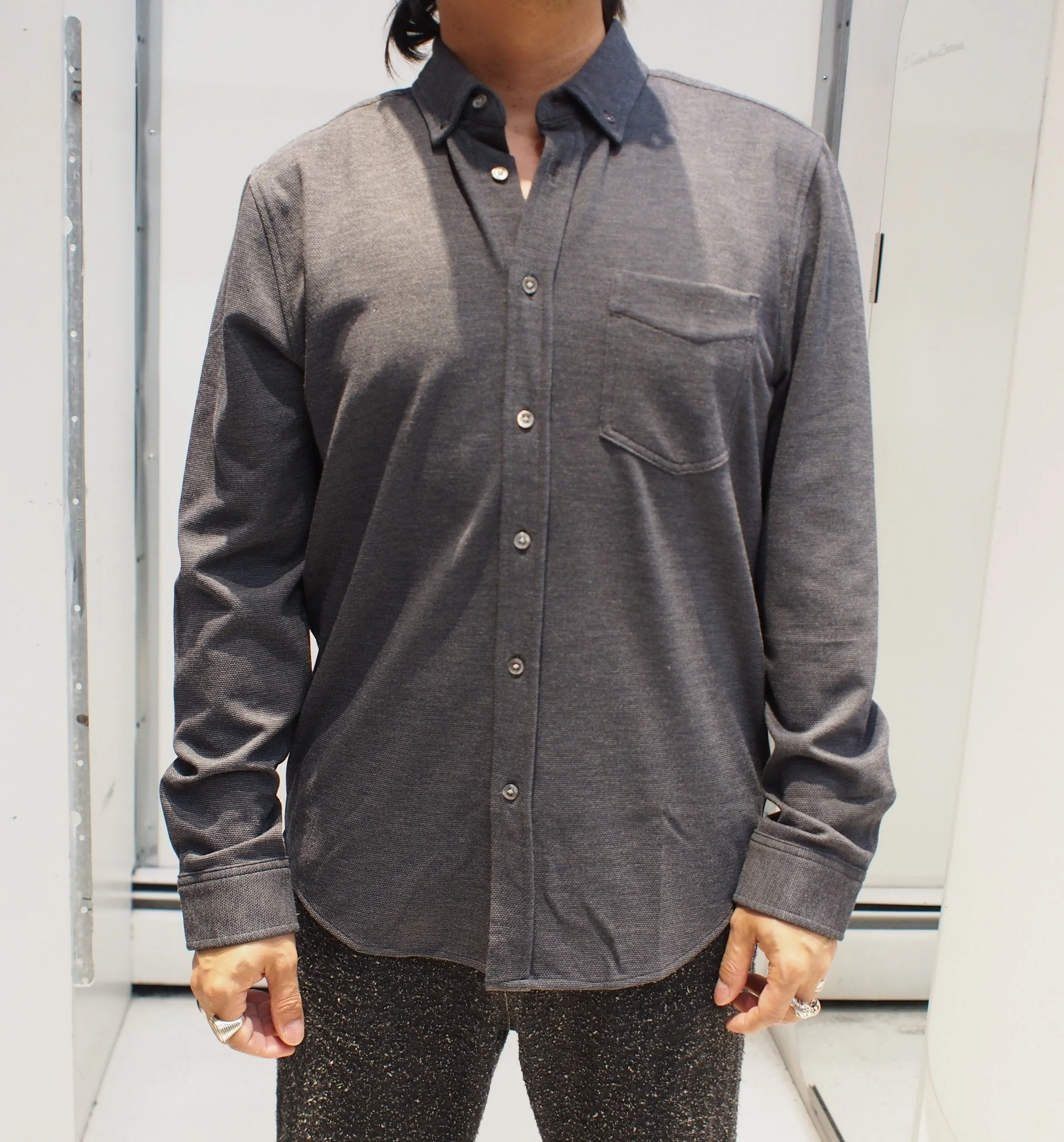 RAILS The Vincent Tech pique L/S button down shirt - Dk Charcoal Navy