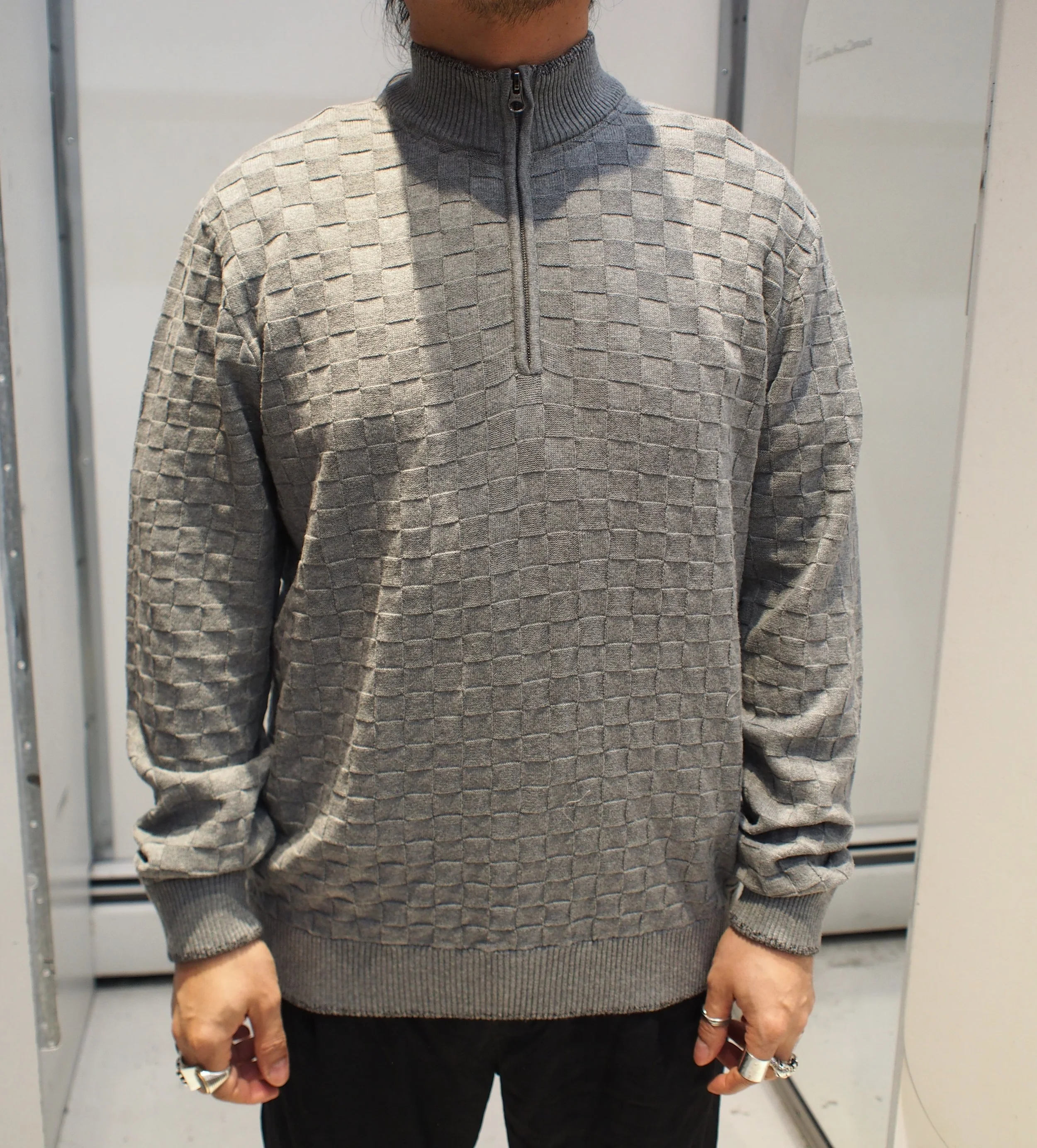 Robert Graham Gavino 1/4 zip textured cotton sweater - Marl Grey