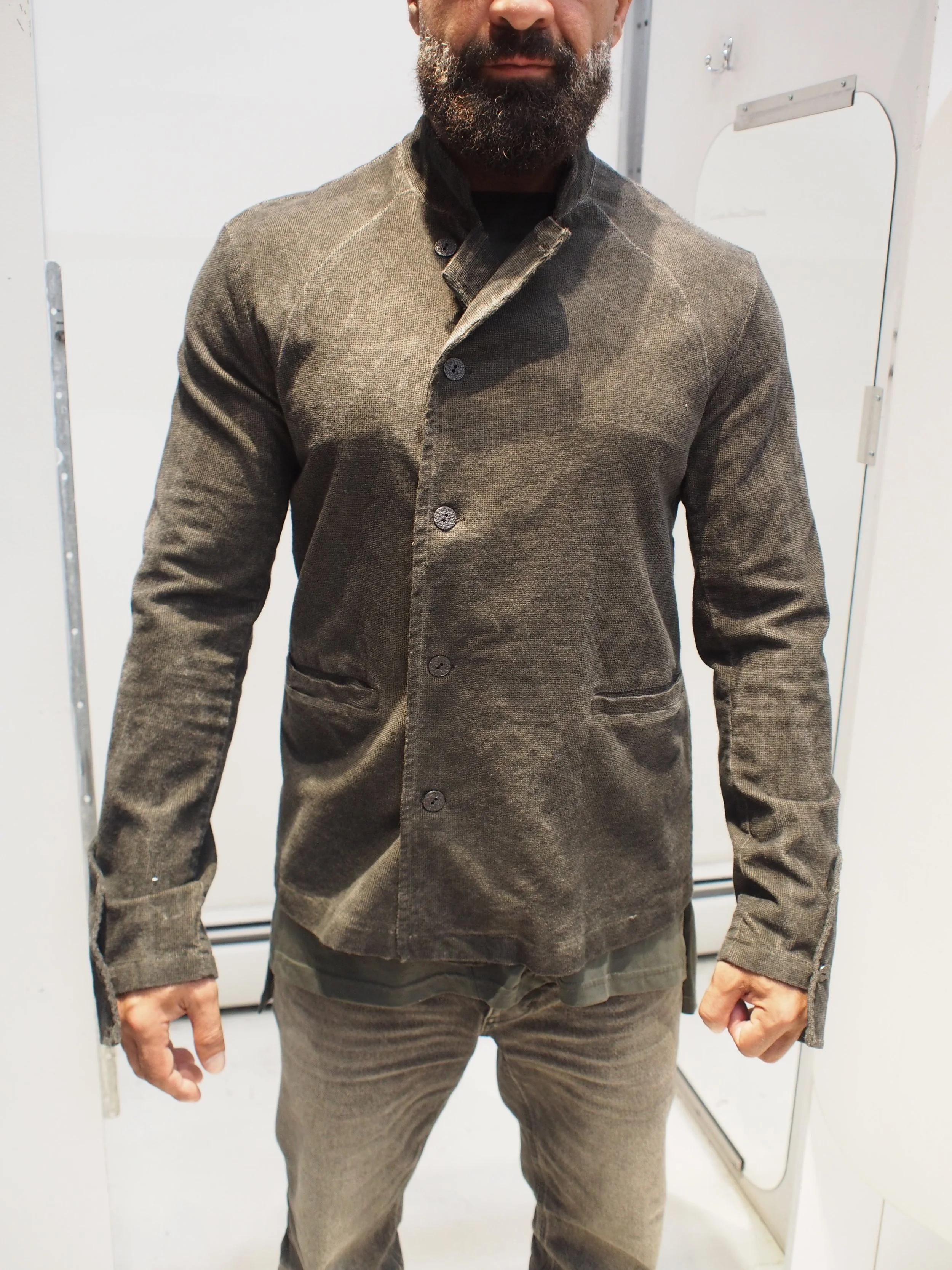La Haine Inside Us M1116 Cold dyed velvet jacket - Mud Grey