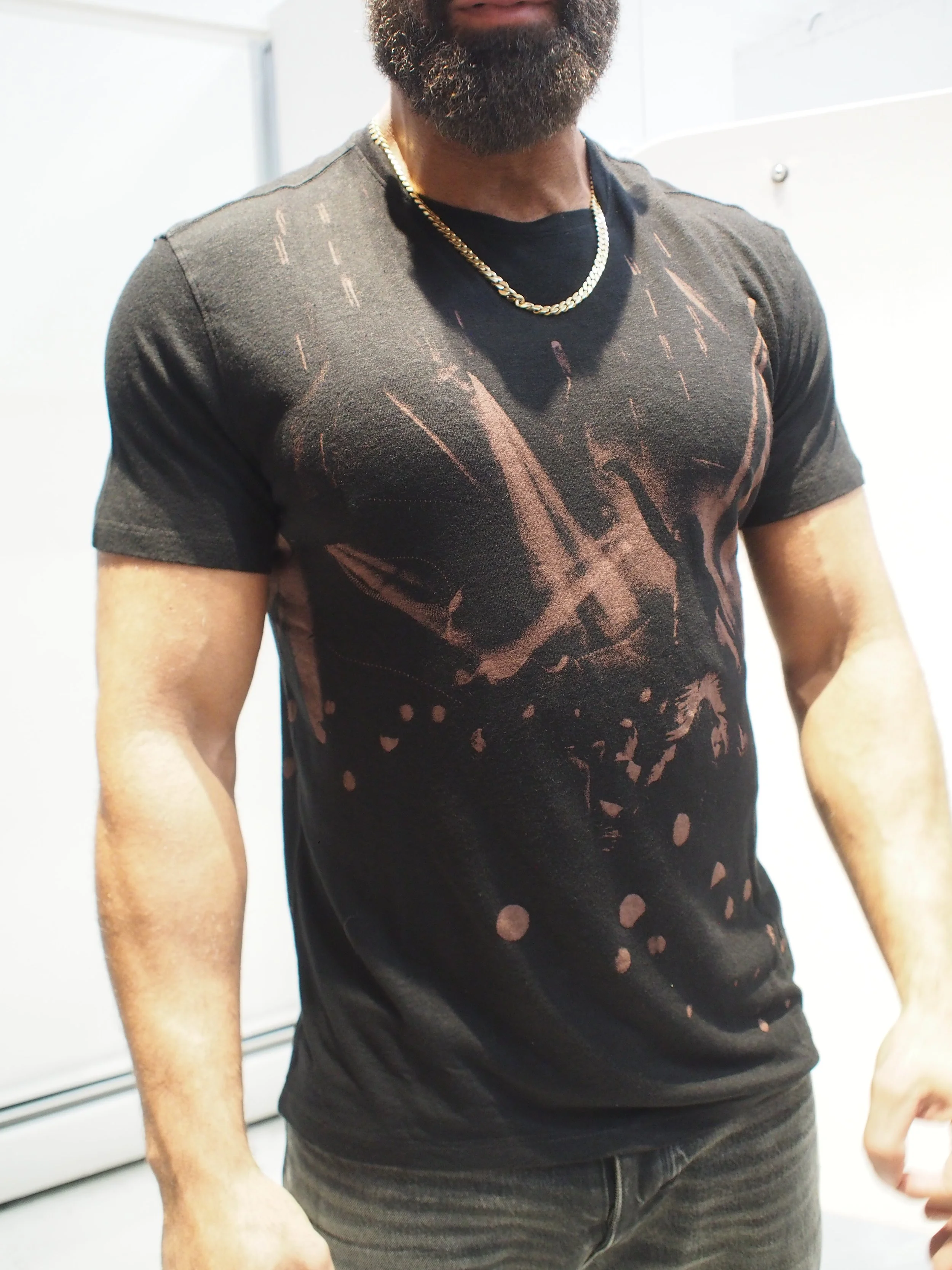 John Varvatos Disco Lights linen jersey s/s tee - Black