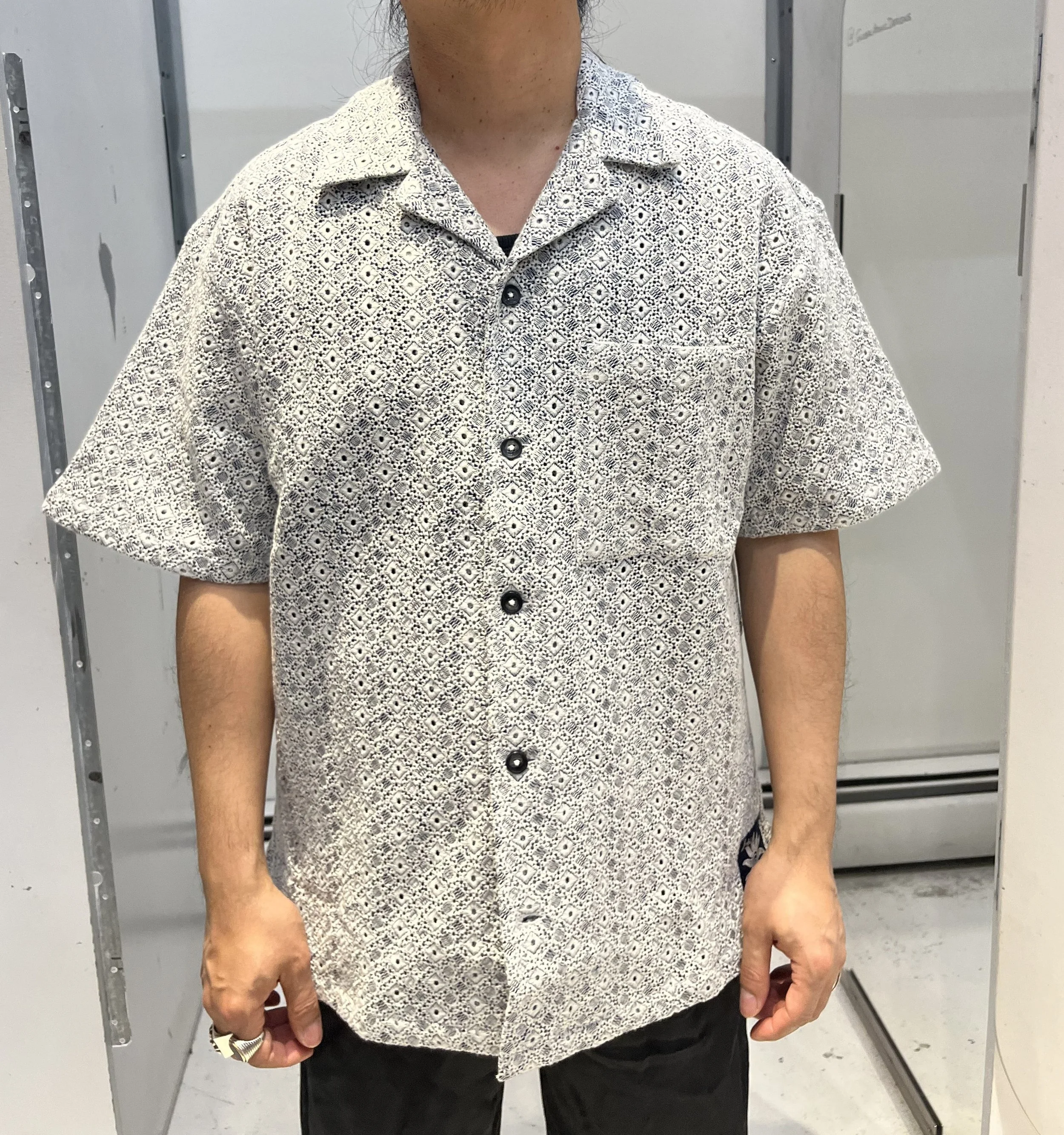 Scotch & Soda Embroidered eyelet relaxed fit s/s shirt - White