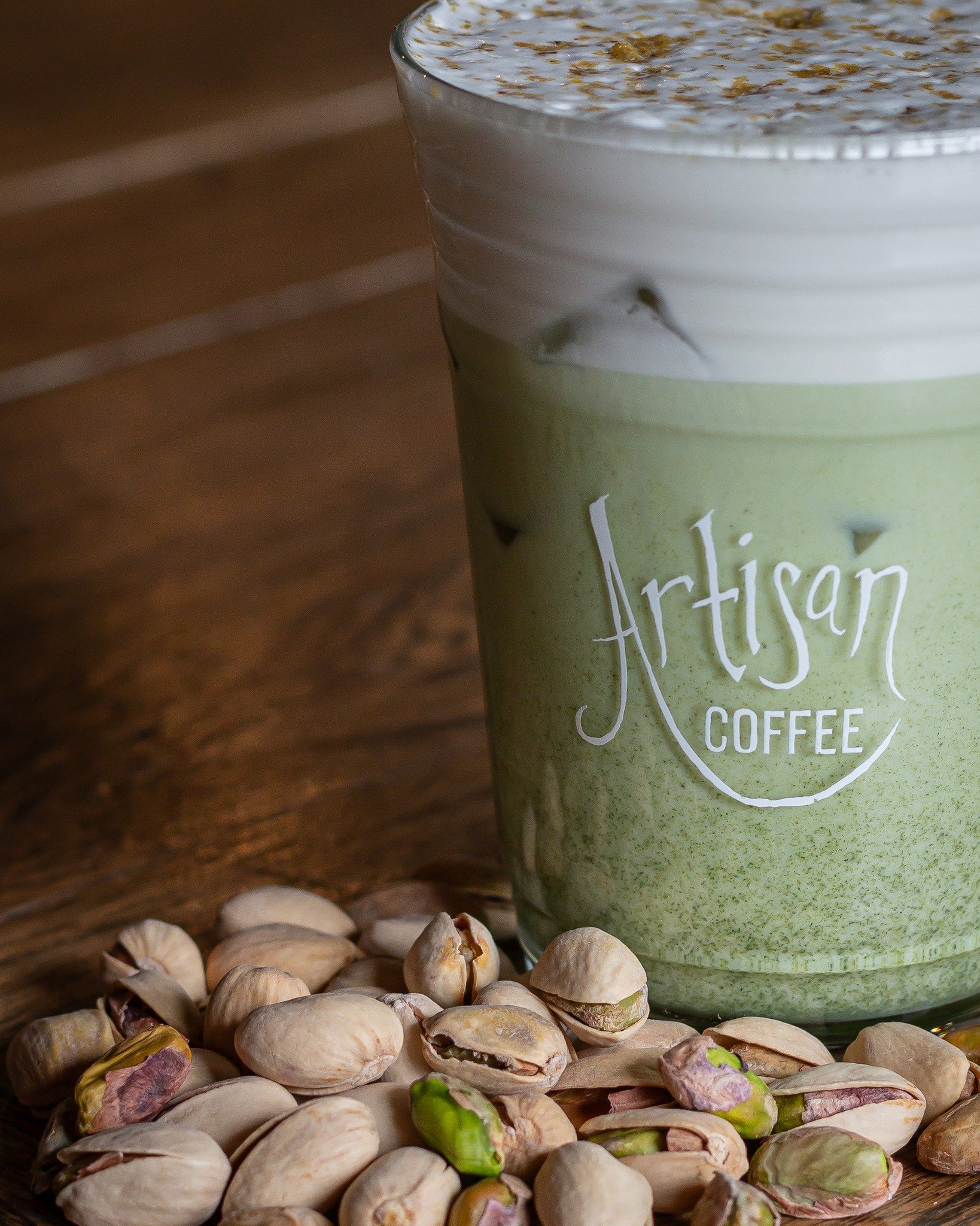Are you loving our pistachio drinks? 😍

Here you can see our Pistachio Cream Matcha, made of matcha, house-made pistachio syrup, milk, and topped with pistachio cold foam and pistachio crumble. It's deliciously refreshing and perfect for these warme