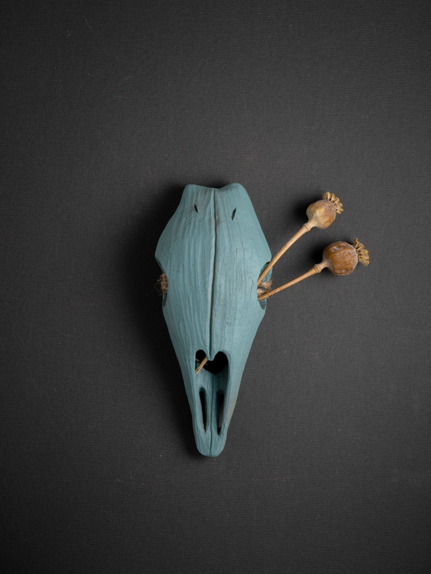 Dusty Teal Cow Skull