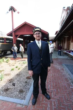 B&MRRHS director James P. Nigzus, was the conductor of the Mass Bay RRE excursion train that arrived in Plymouth, N.H. on May 11, 2019. Staff photo