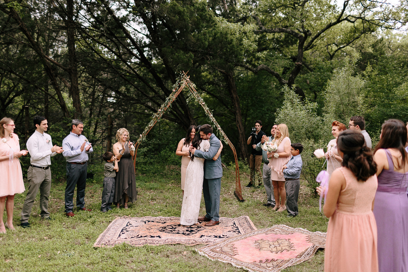 Wimberley Texas Backyard Wedding Ceremony Kiss