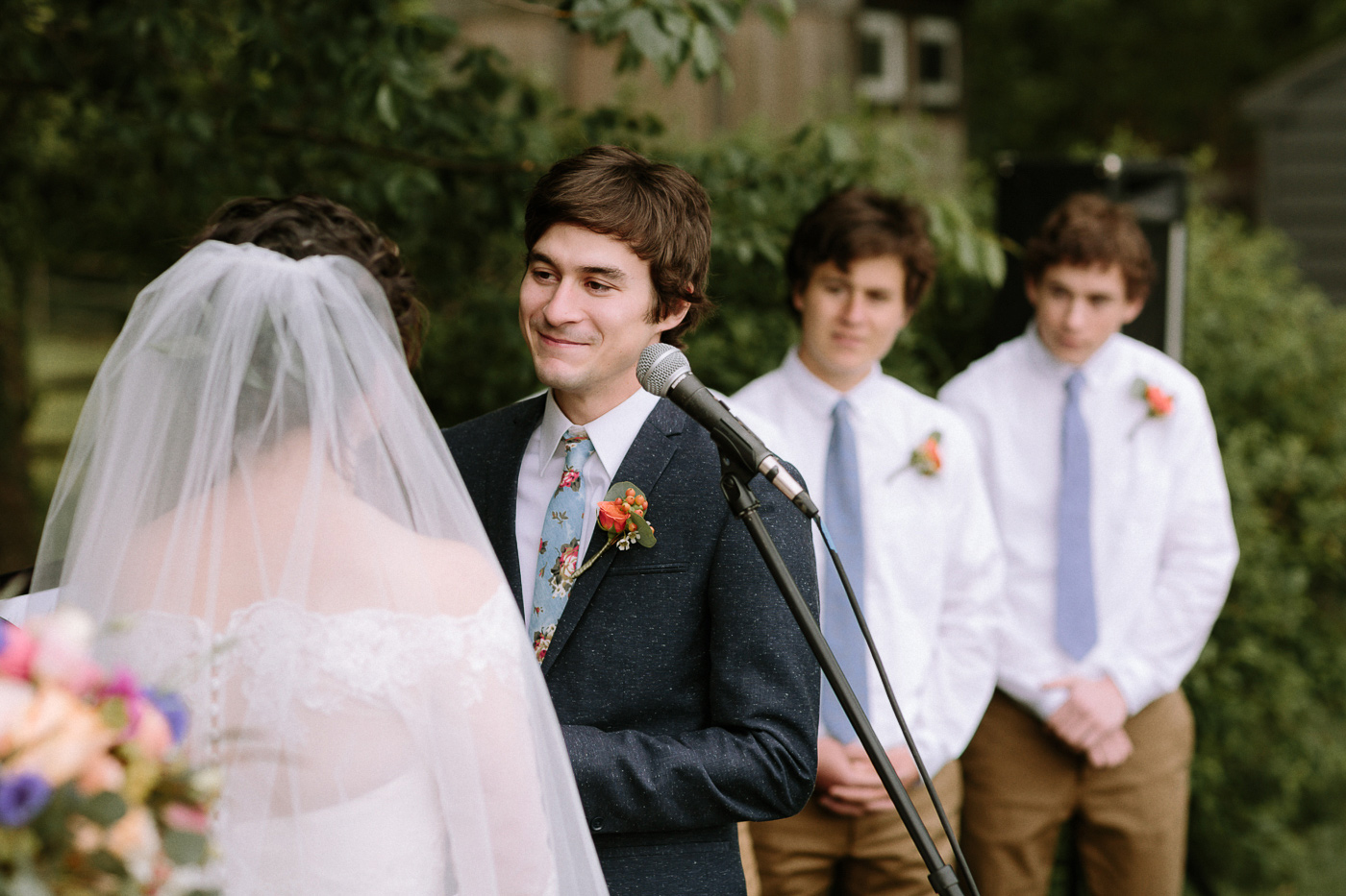 Groom sharing wedding vows