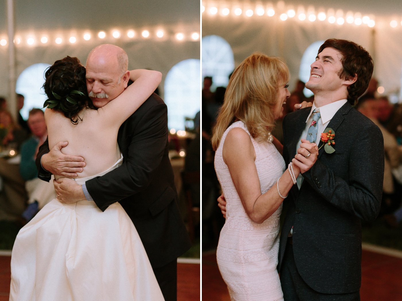 Bride and groom dancing with parents