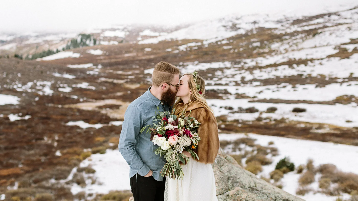 Guanella Pass wedding photographer snow