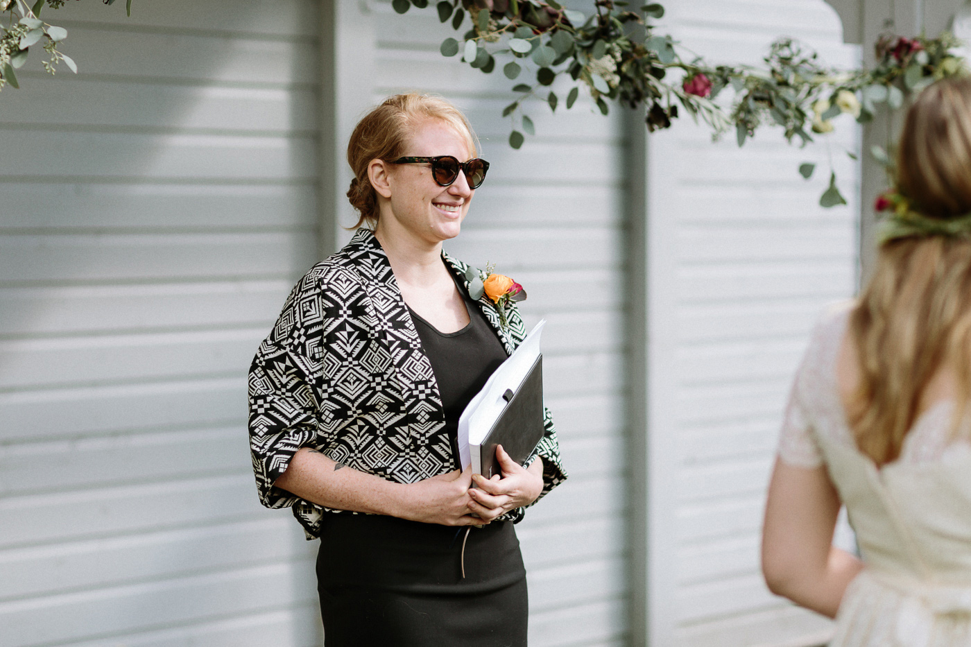Officiant smiling