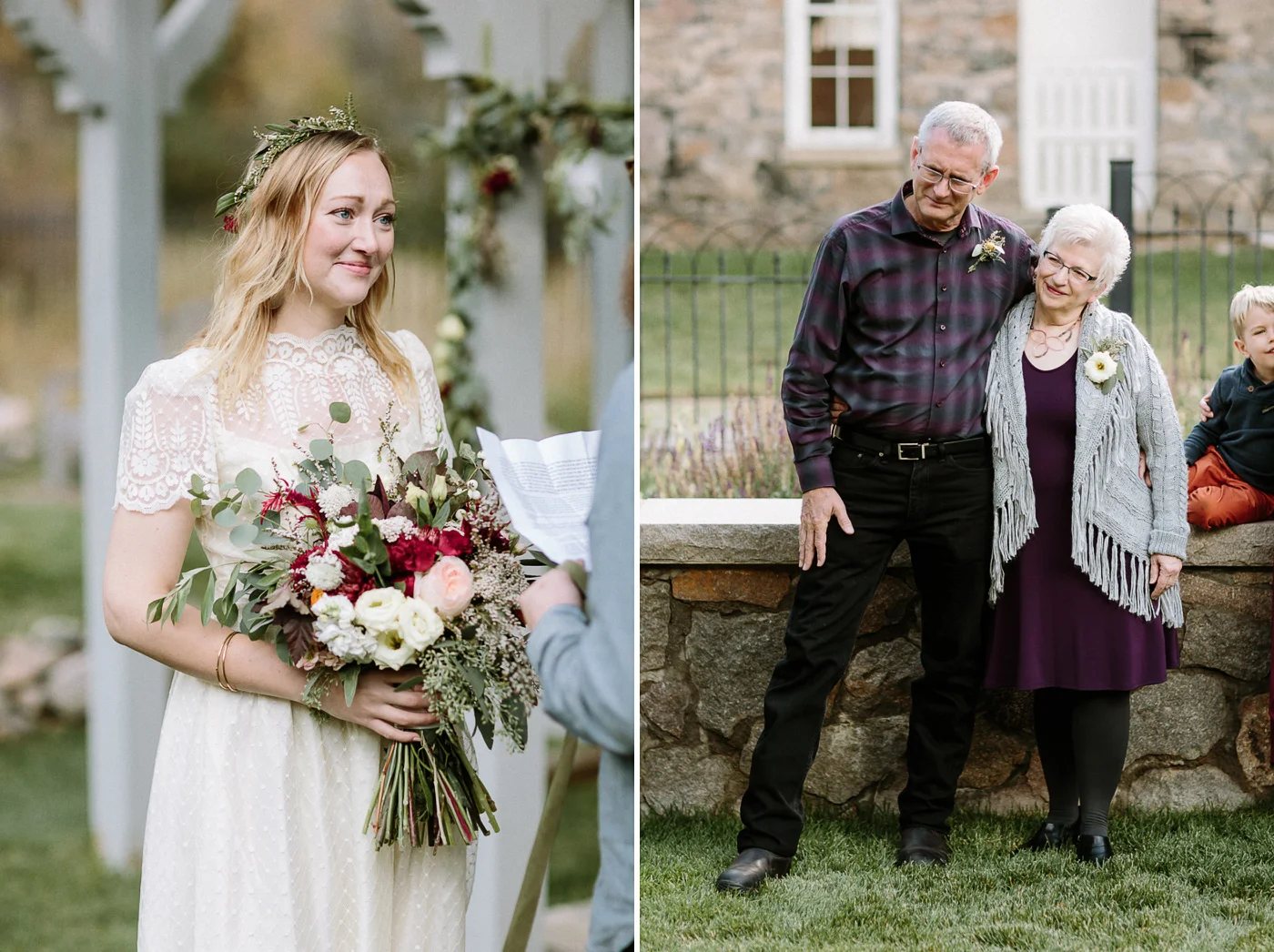 Bride smiling during vows