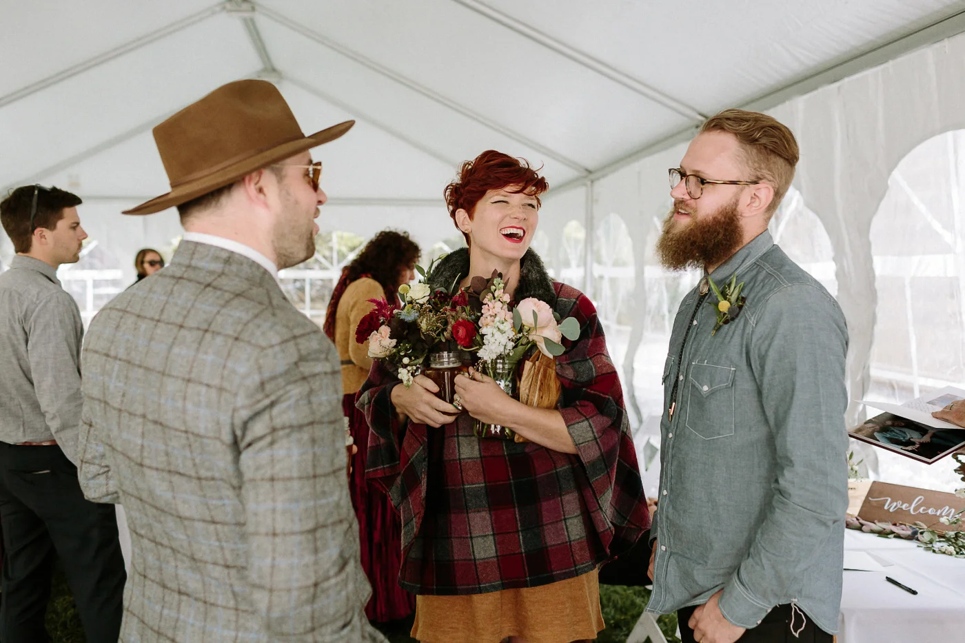 Reception guests laughing