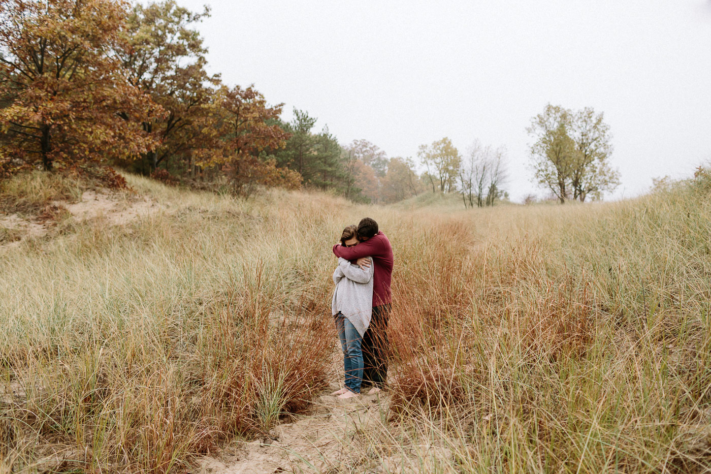 Couple hugging at the beach