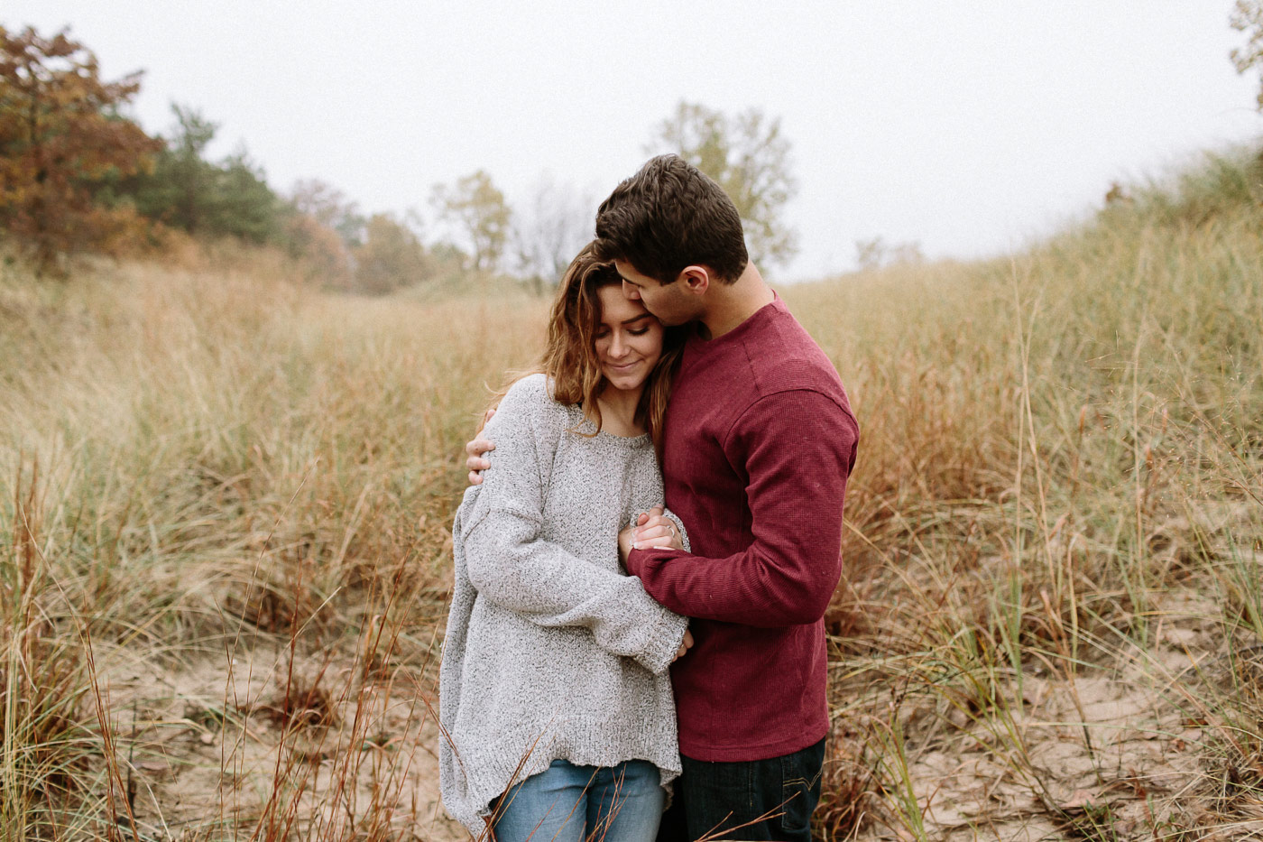 Couple hugging at the beach