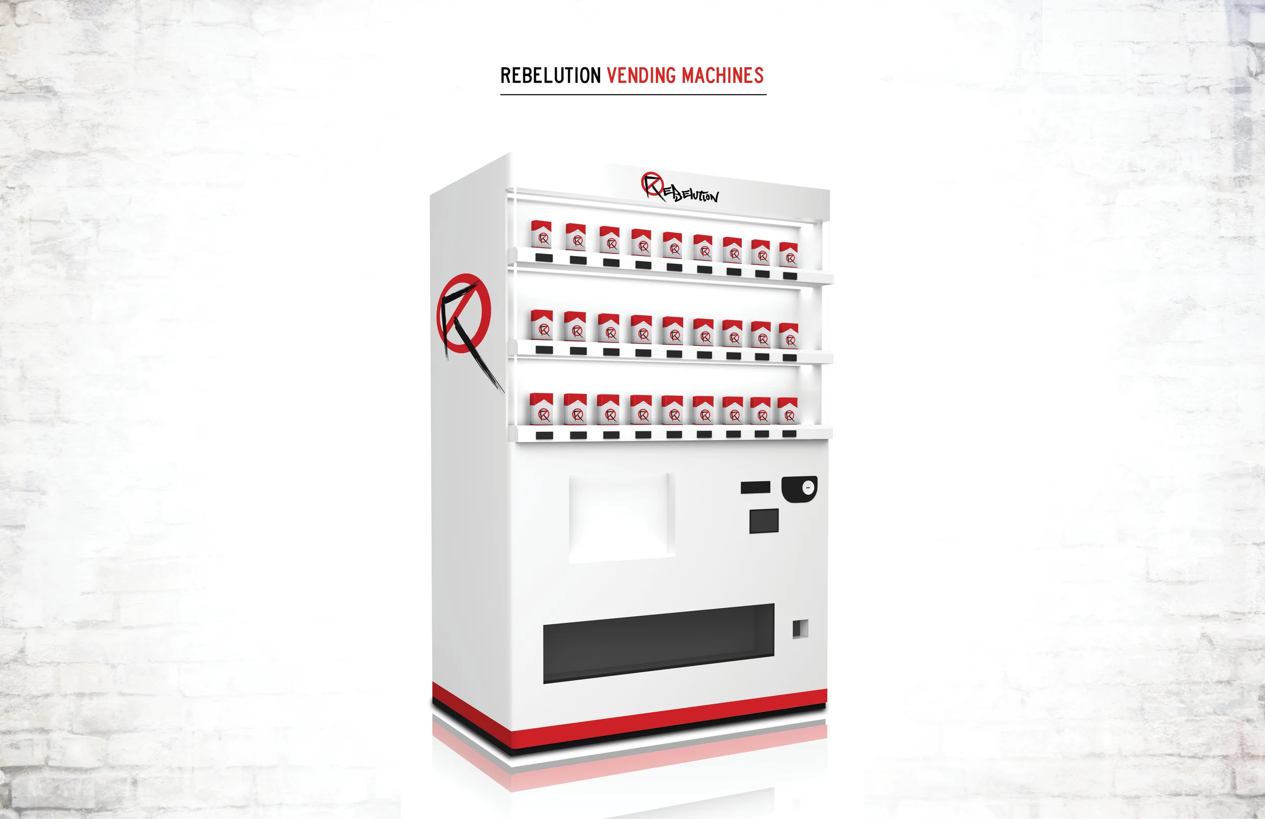 Designed to look like old school cigarette vending machines, these machines dispense free Rebelution packs to teens. 