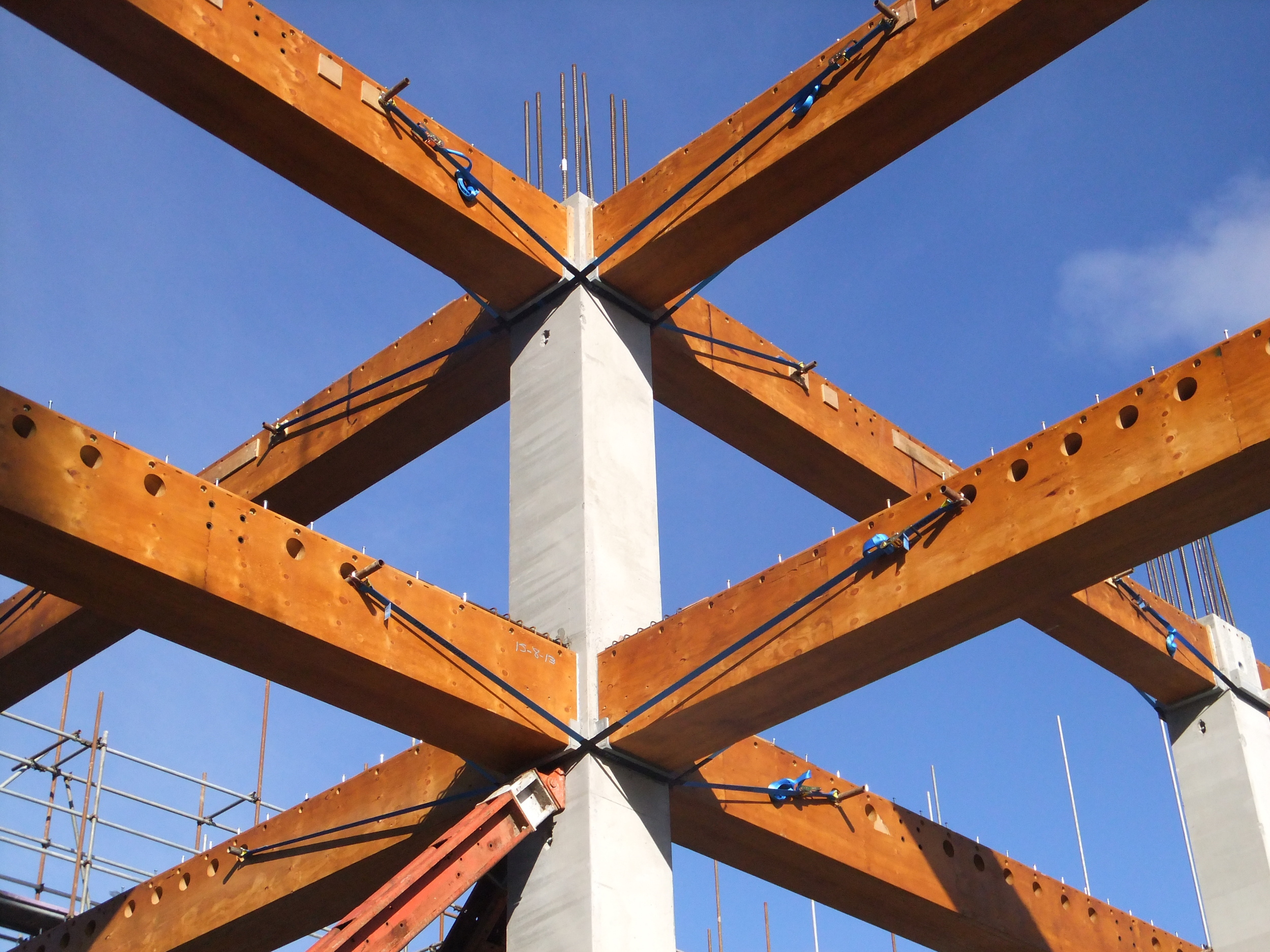 Hybrid Concrete Column / LVL Beam Two-Way Frames