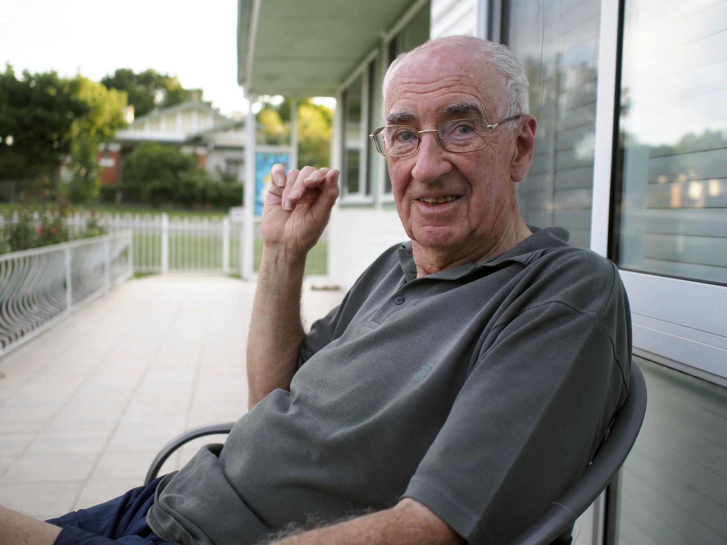 Uncle on the front Patio