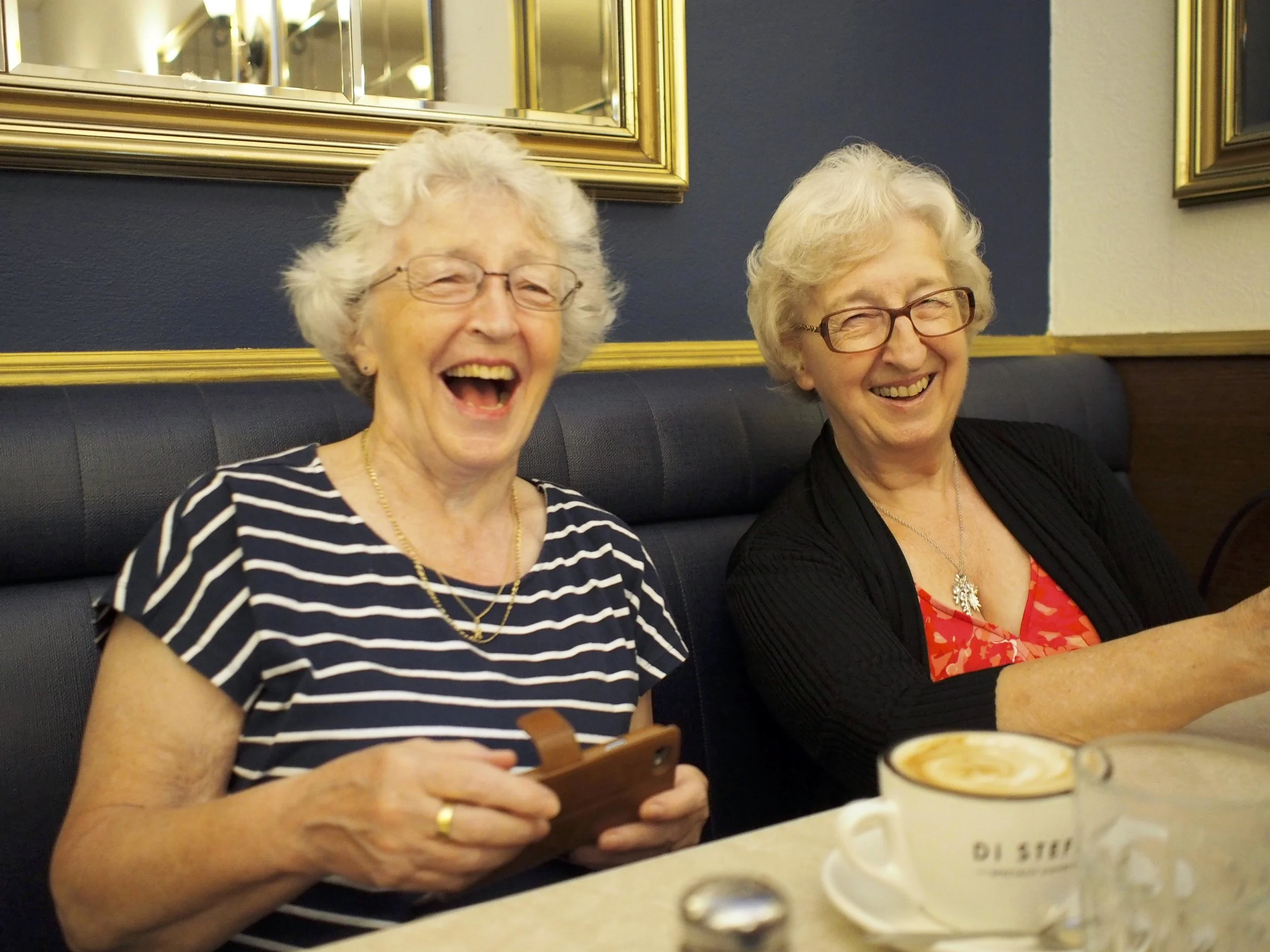 Cracking up laughing constantly- Edna and Kathy