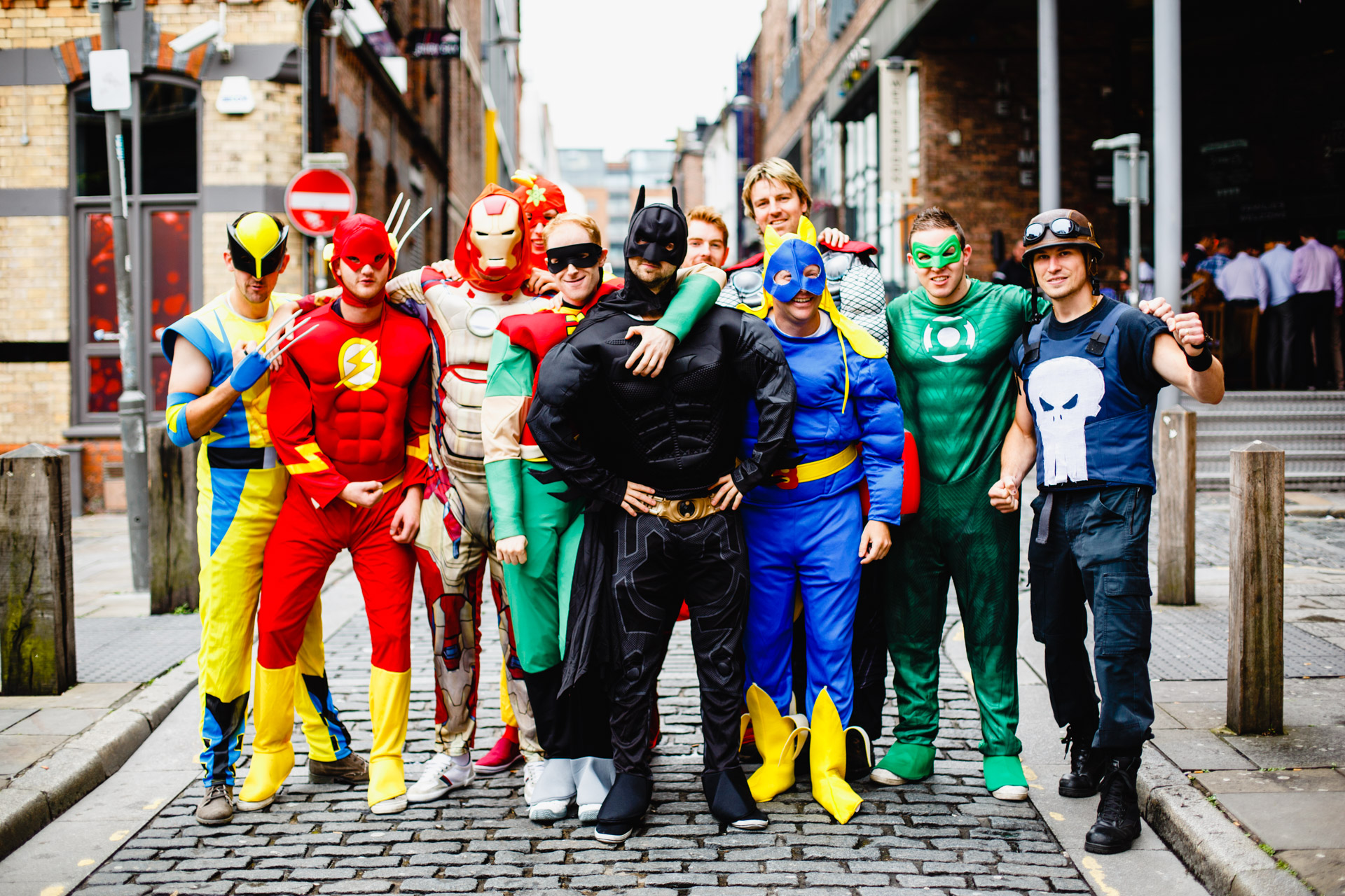 Thor (my schoolmate Andrew Leater) who is hiding in the back of this photo, had another stag do with a mixture of friends late in June. The theme was superheroes!