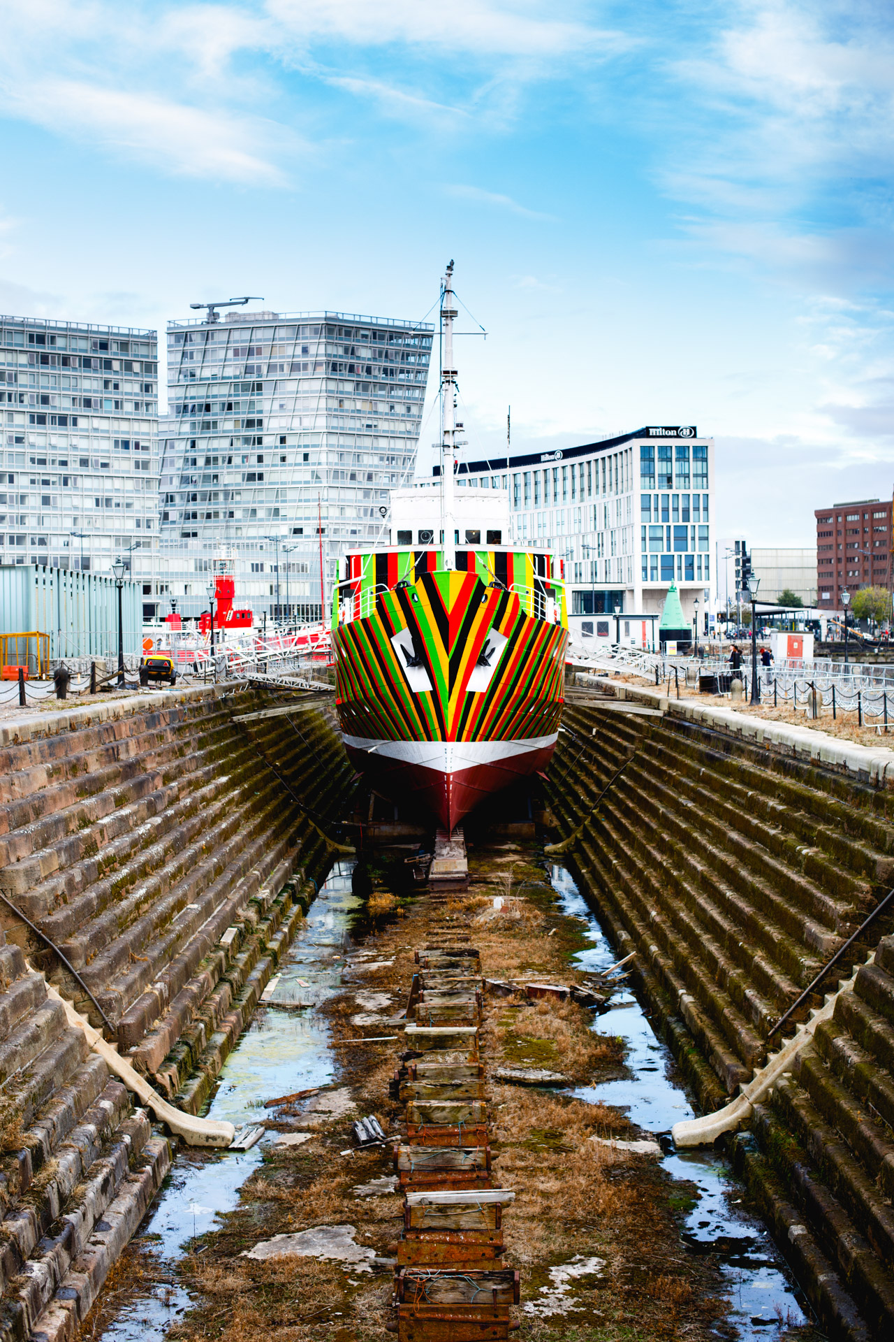 In October I finally got round to checking out some of the Liverpool Biennial artwork. This was taken in the Albert Docks and was called the Dazzle Ship. 