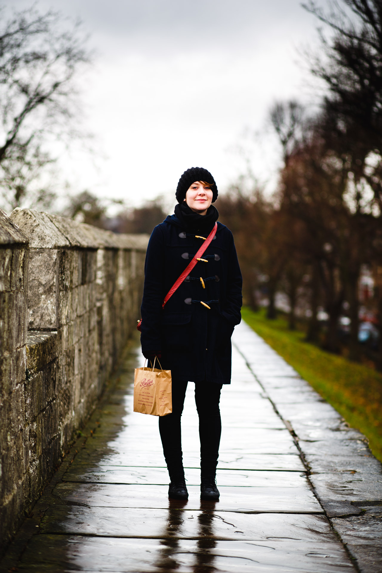 For my birthday Hannah surprised me with a trip to York. As we were walking along the city walls I decided I could probably get a good photo of her with the walls and path disappearing behind.