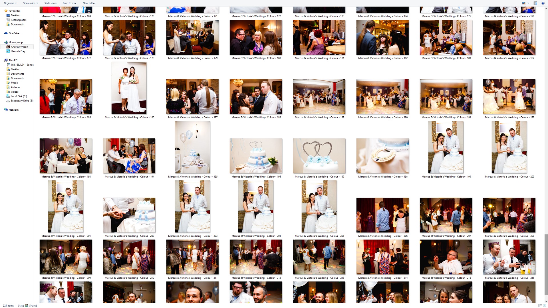 Photos renamed and reordered. Cake photos placed together.
