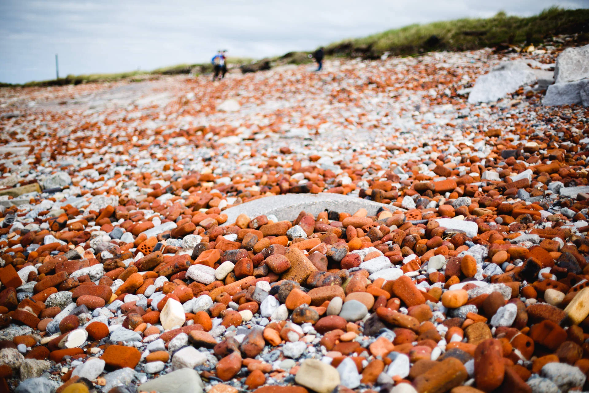 From a distance you might think that the gathering of red stone was a natural local formation - the bricks, worn down and rounded through erosion, look like they belong.
