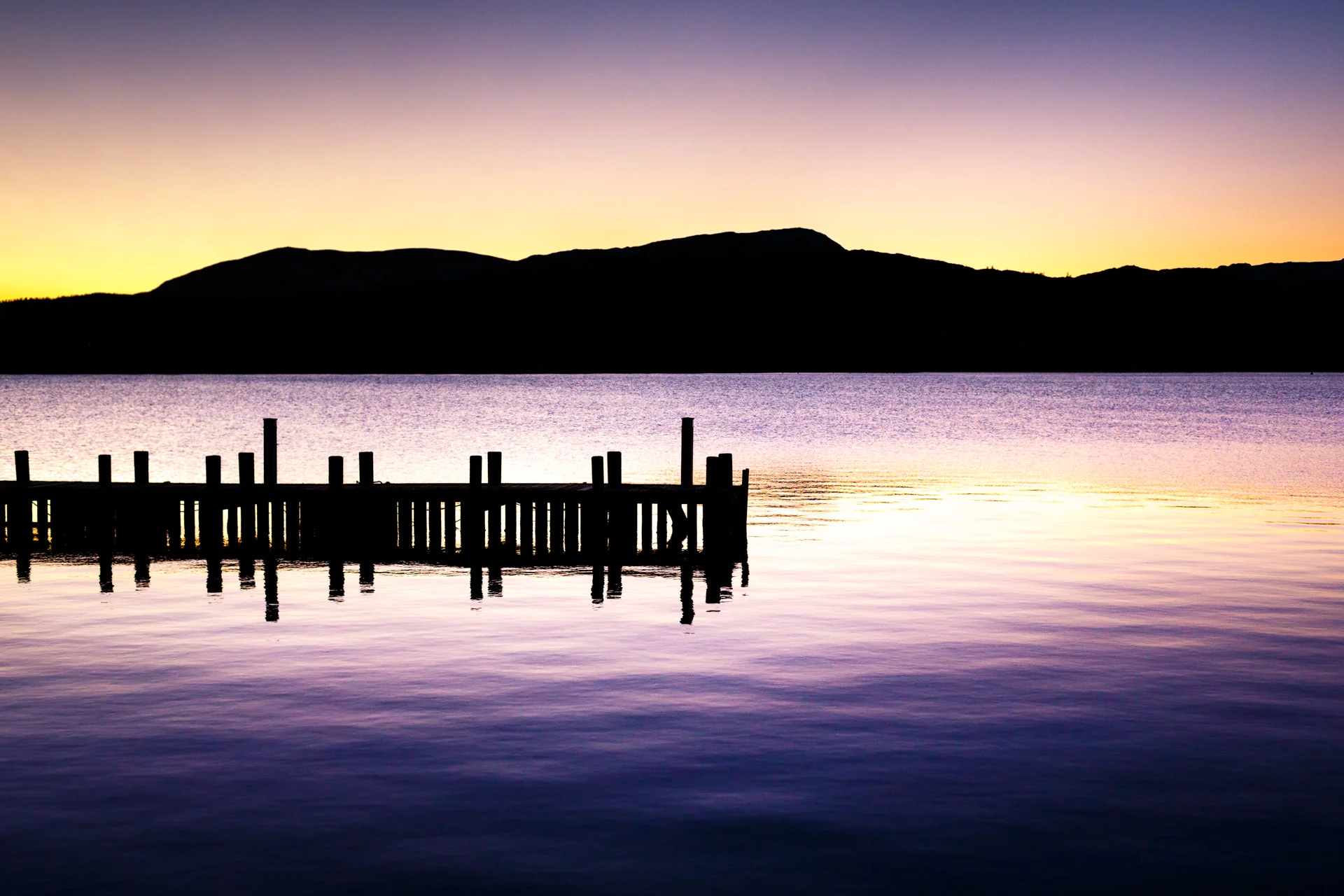 Sunset over Lake Windermere.