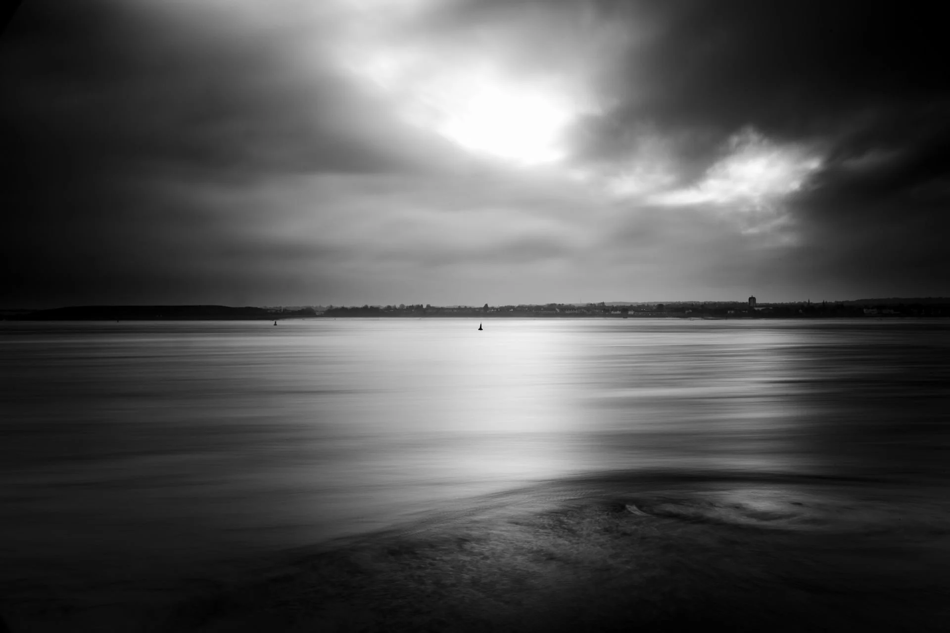 December - a long exposure (13 seconds) looking out across the Mersey from Otterspool promenade.