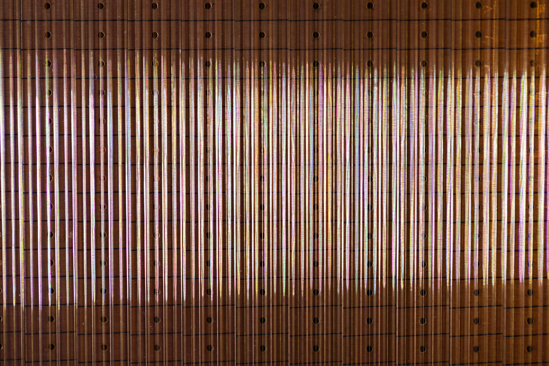 Detail of a copper electrical panel (seen in bottom of above photo)
