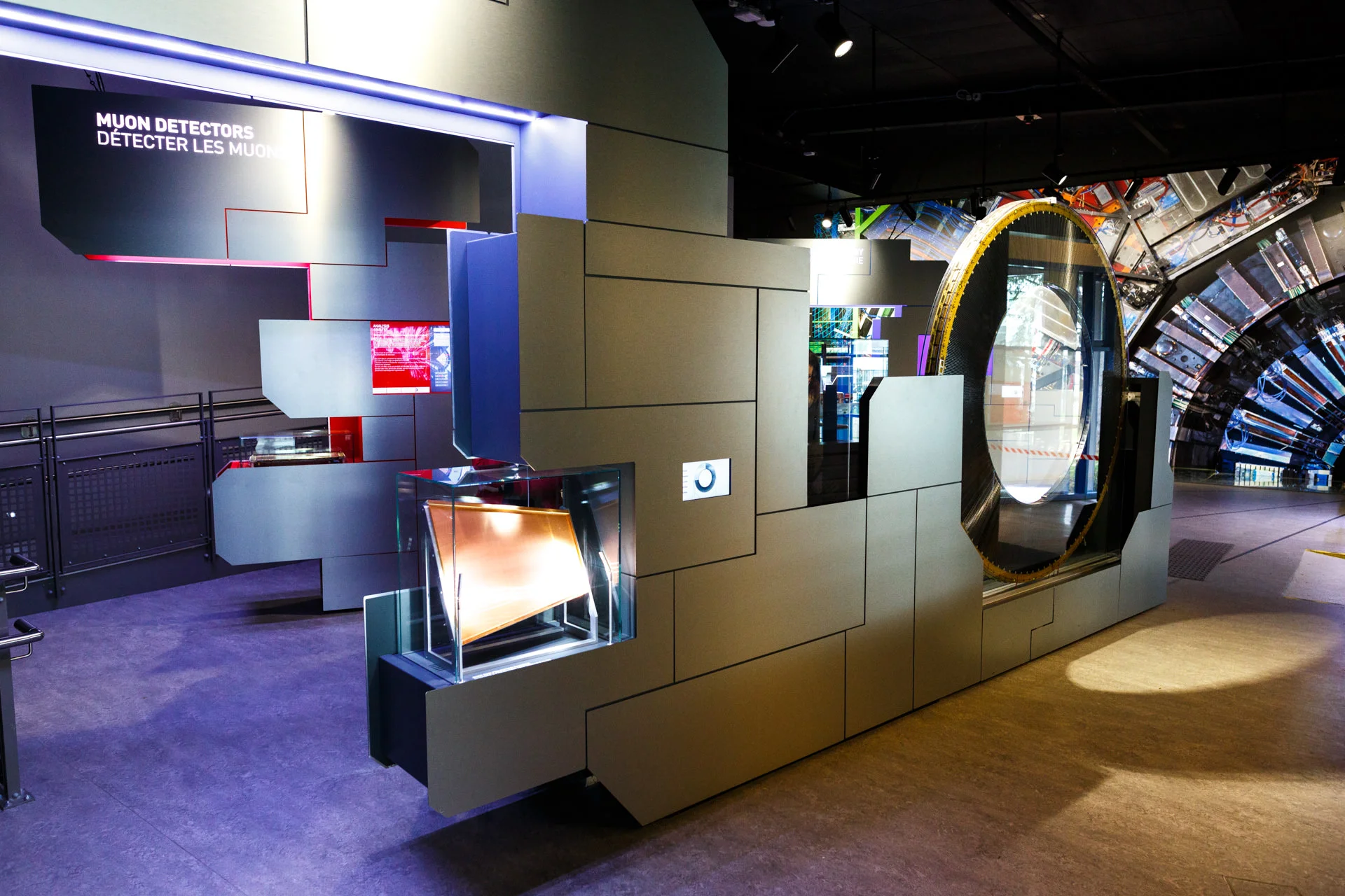 Part of the ' Microcosm ' exhibition at CERN's reception across the road from the Globe. This exhibition explains CERN's history what they do now.