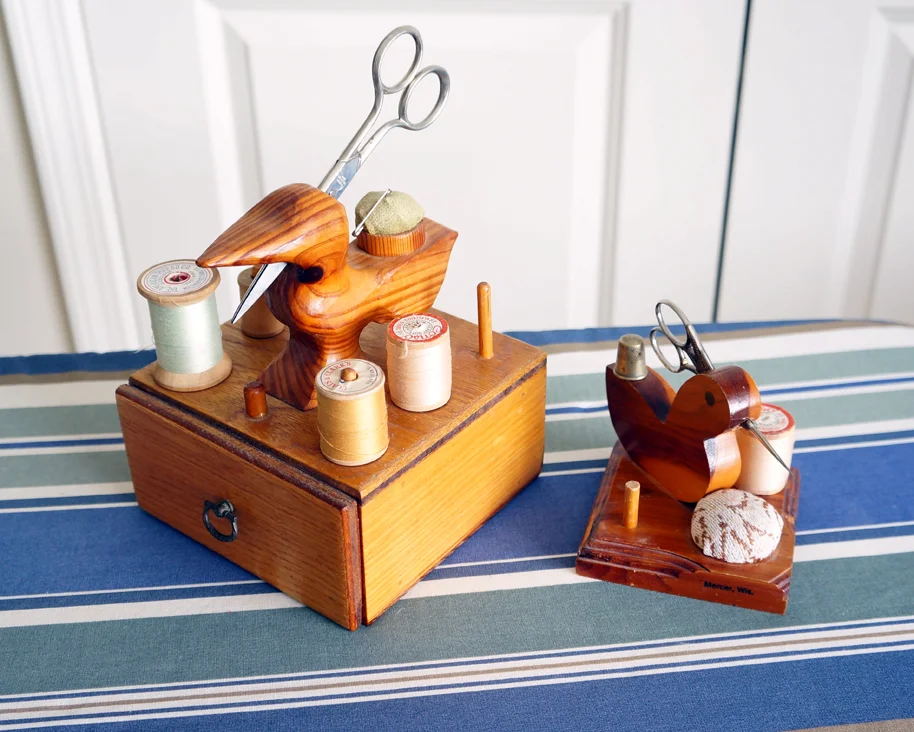 natural wood sewing birds