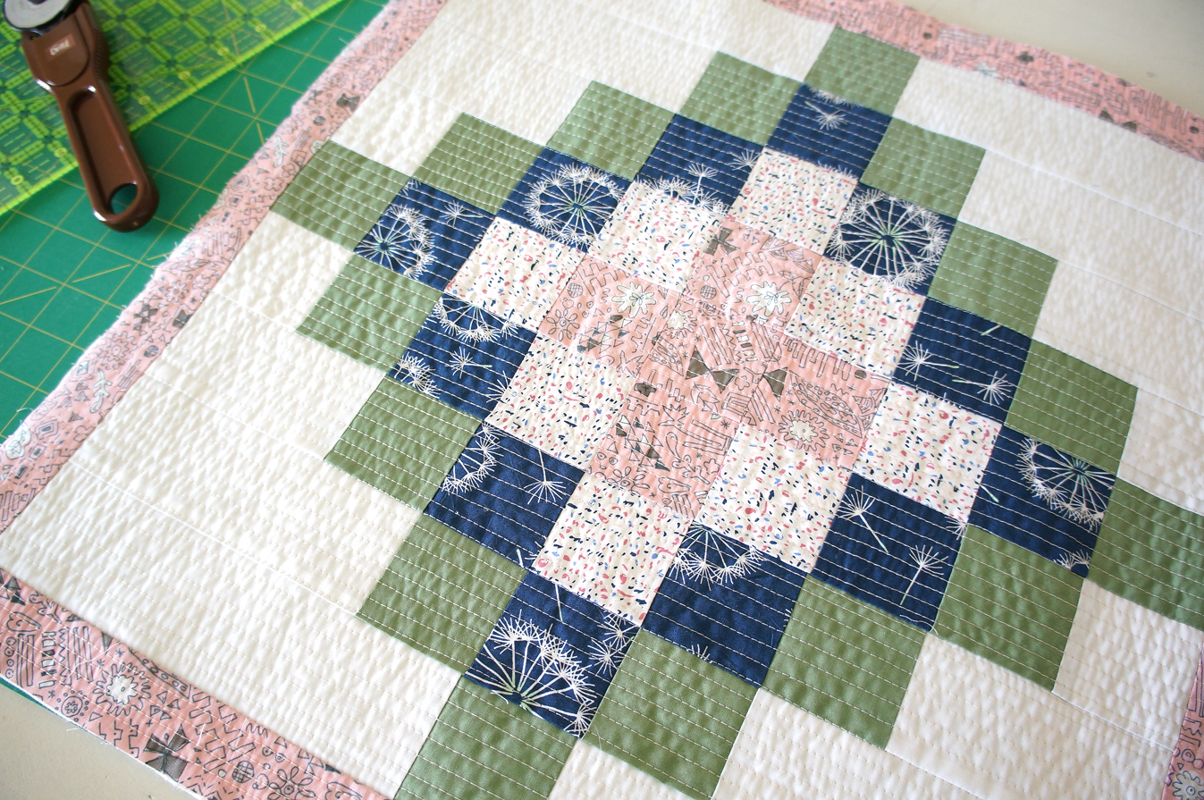 Patchwork pillow top made with Sketchbook fabrics and Pure Element solid from Art Gallery Fabrics