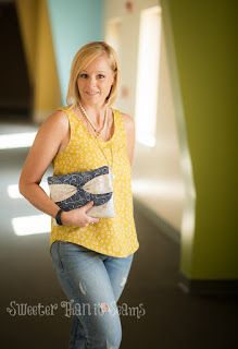 Sketchbook blog tour blogger Kara Orr modeling date night outfit and clutch project