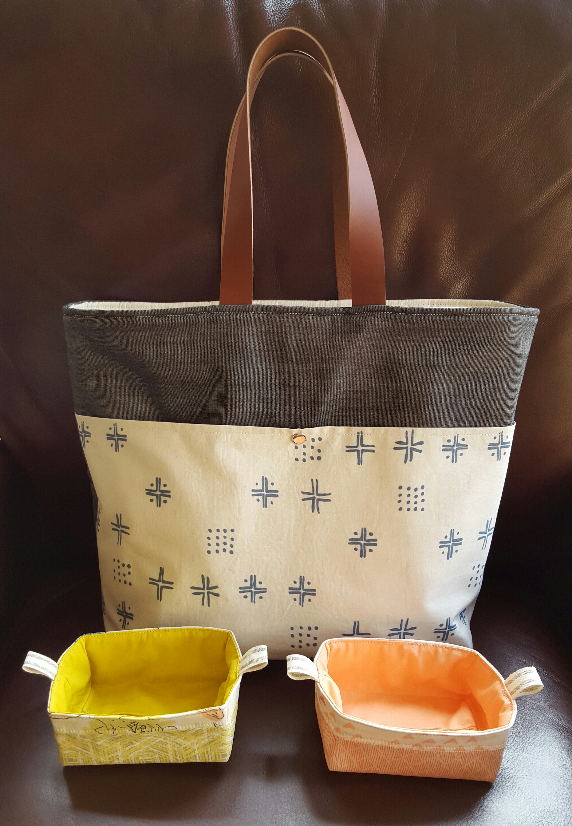 Bag and baskets made by Heidi Staples of Fabricmutt