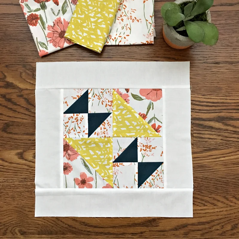 2017 block from the Sewcial Bee Sampler with Bountiful and Pure Elements fabrics from Art Gallery Fabrics