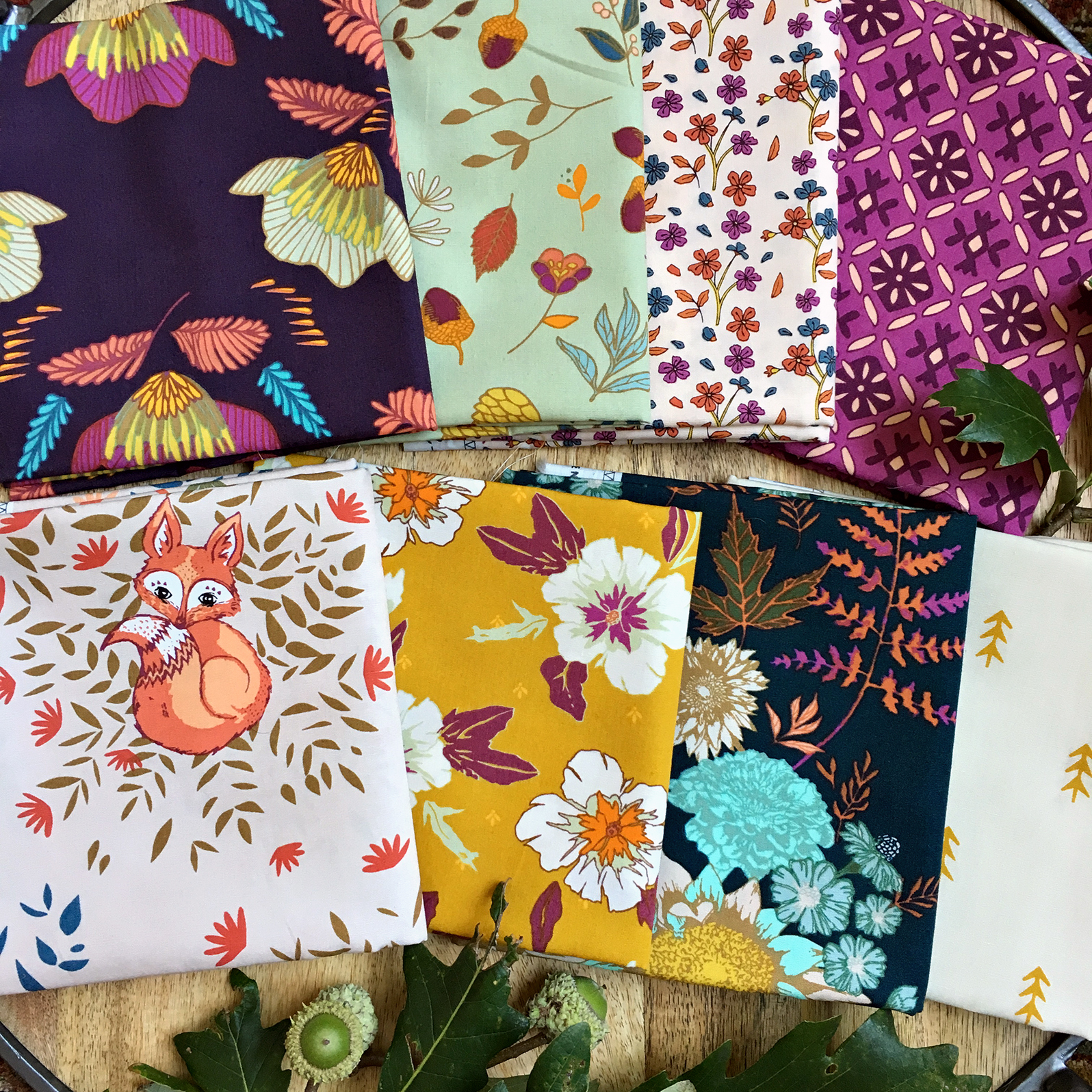 Autumn Color Batik Quilted Fabric Coaster Set