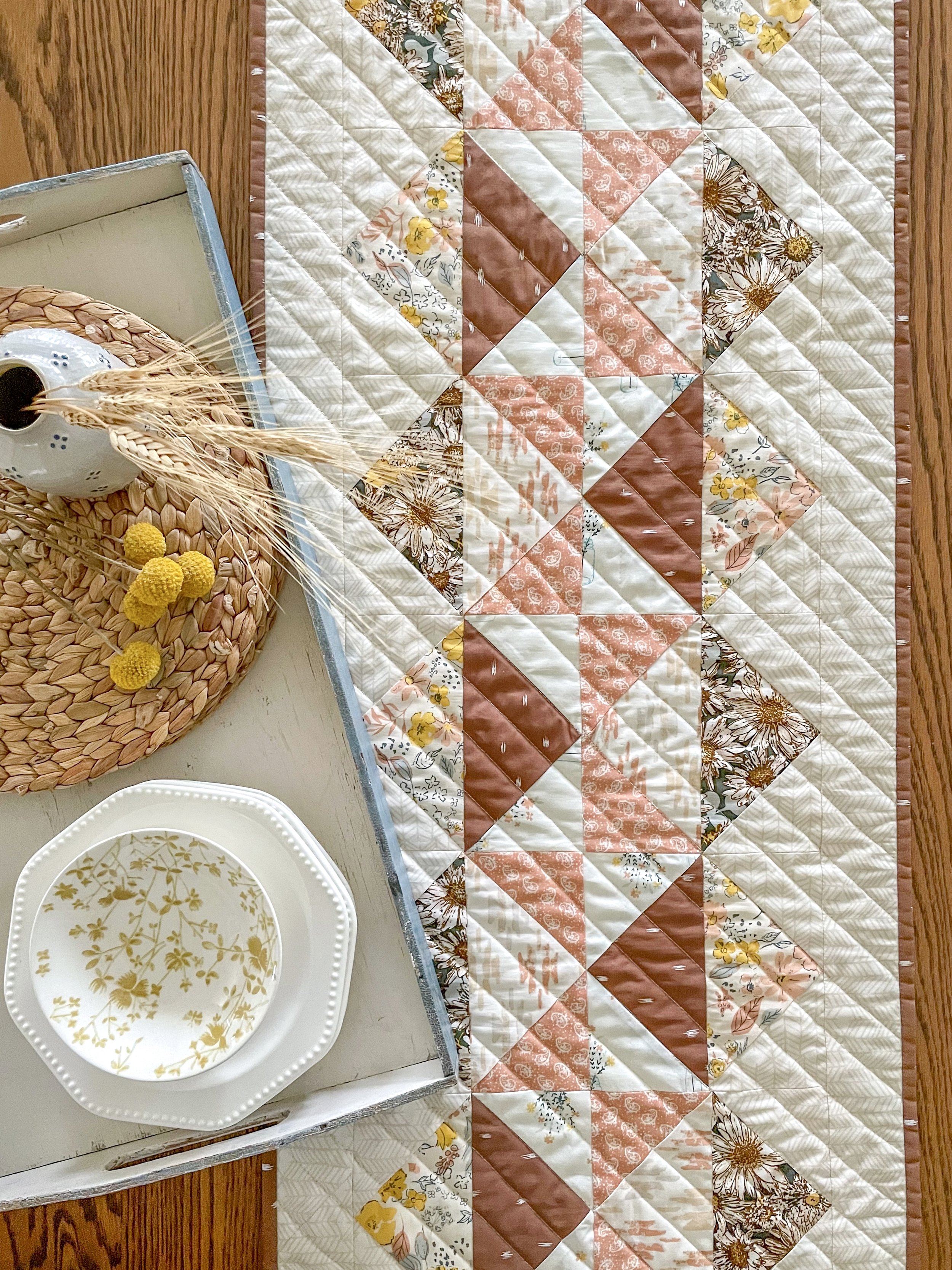 Quilt as You Go Serger Table Runner Pattern + Bonus Coaster Project