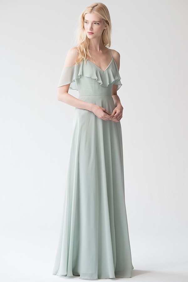 taupe chiffon dress Women Brass & Roe Naples Flutter Sleeve Wrap Maxi Variant:Sweetheart Pink Medium look Blue wedding dress from Availavle in Taupe