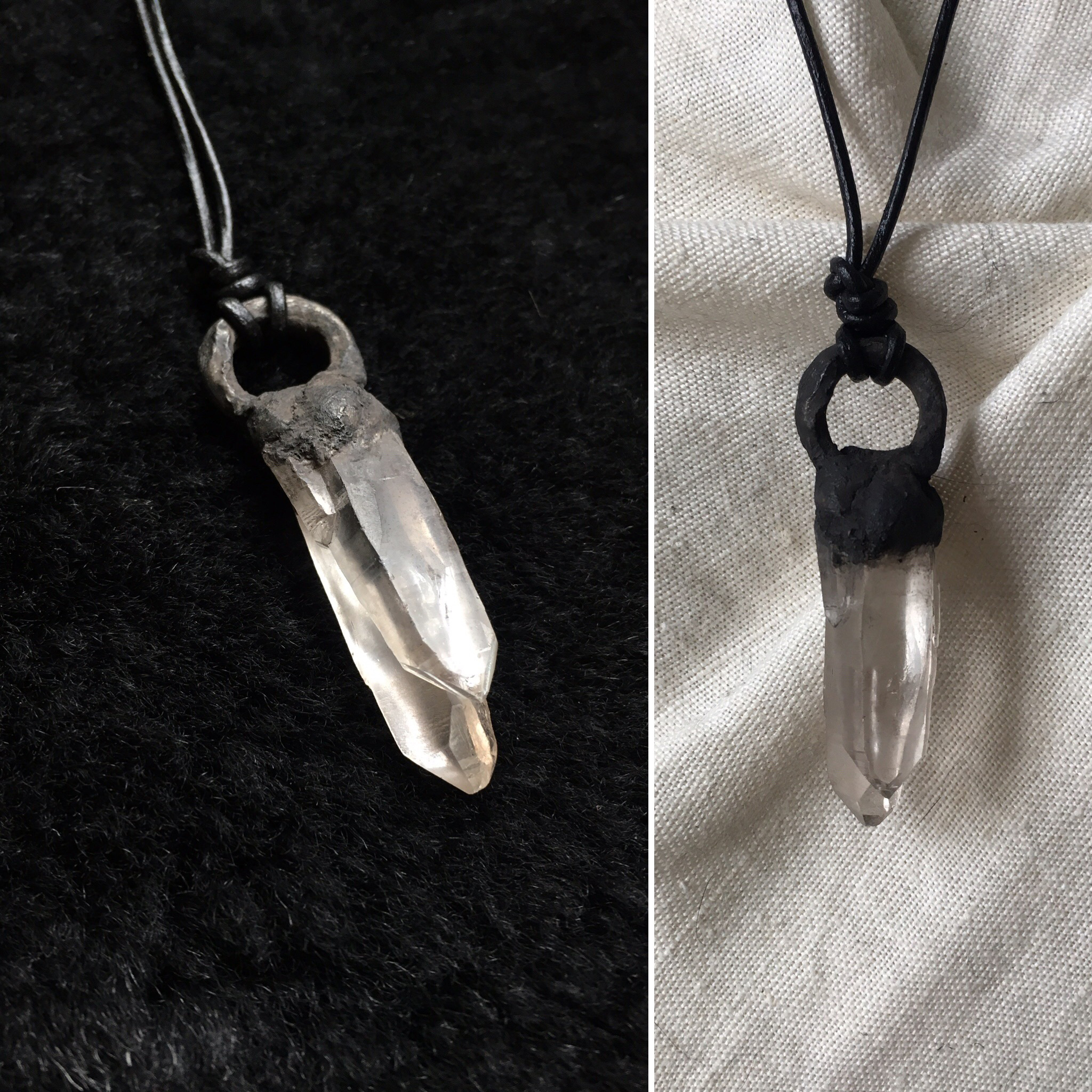 Double point clear quartz on leather cord.jpg