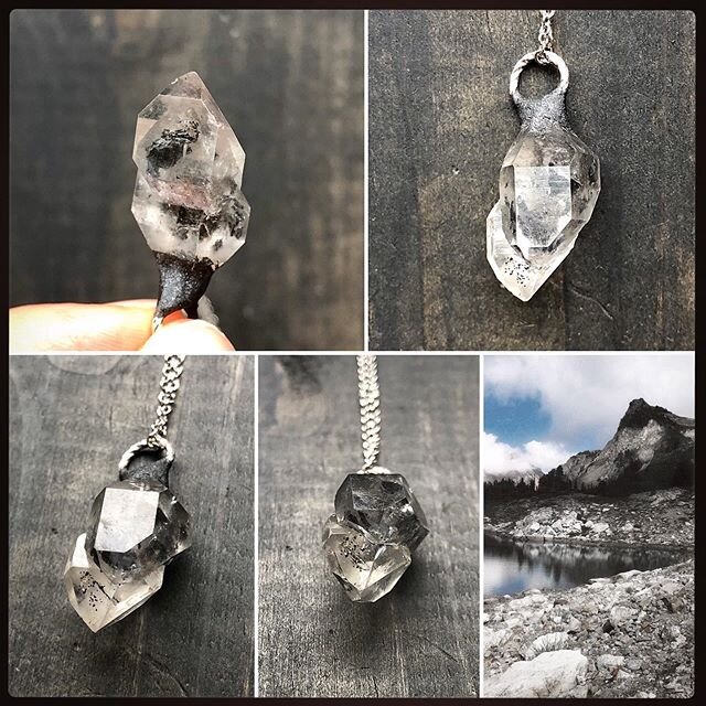 𒀭 Still Available! 𒀭 Beautiful and vibrant Tibetan black twin quartz pendant on simple and elegant stainless steel chain.

This specimen is predominantly clear with a distinctive concentration of black inclusions concentrated in the center. It cons