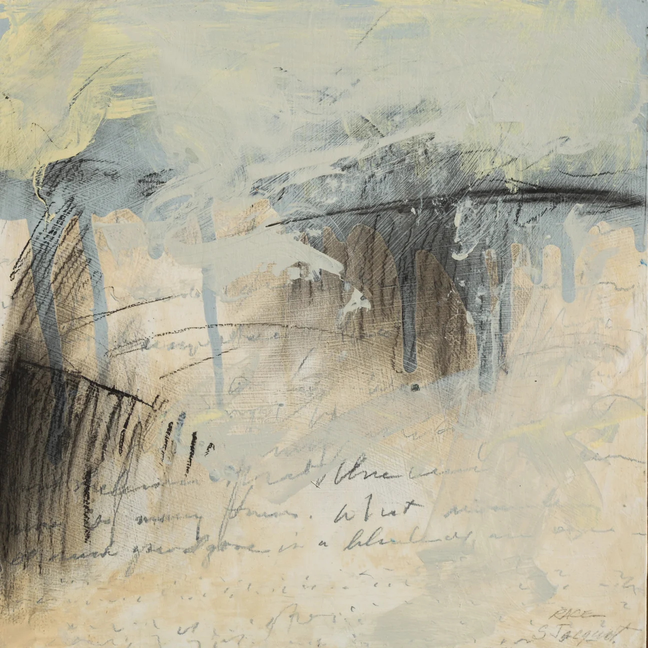 Haiku Series Collaboration with Robert Race Acrylic, graphite, charcoal on wood panel 16SWP104 12" x 12"