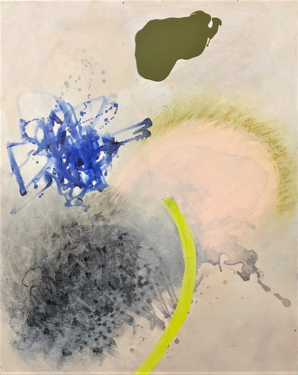 Fleeting whimsies 7 30” x 24” Acrylic and solid paint on canvas with birch frame 2019