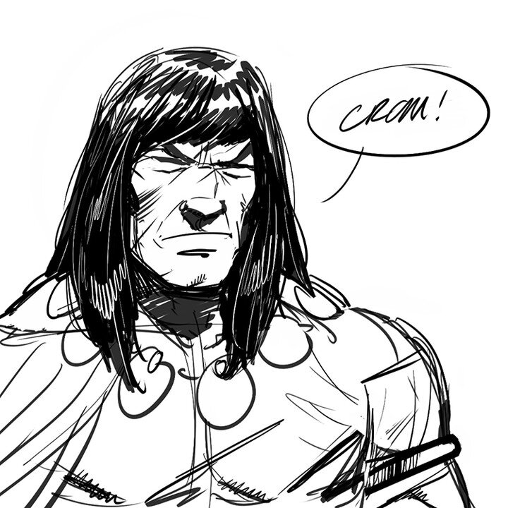 A super-quick #Conan sketch... 'cause why not? #sketch #digitalart #cromlaughsatyourfourwinds #theriddleofsteel