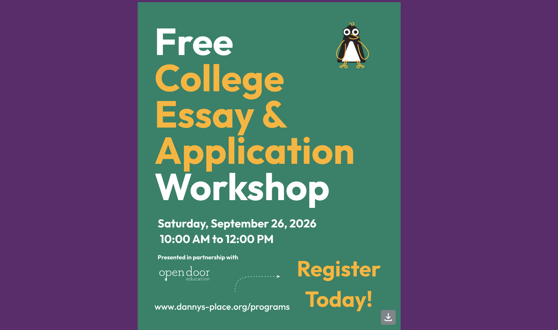 Free College Essay + Application Workshop @ Danny's Place