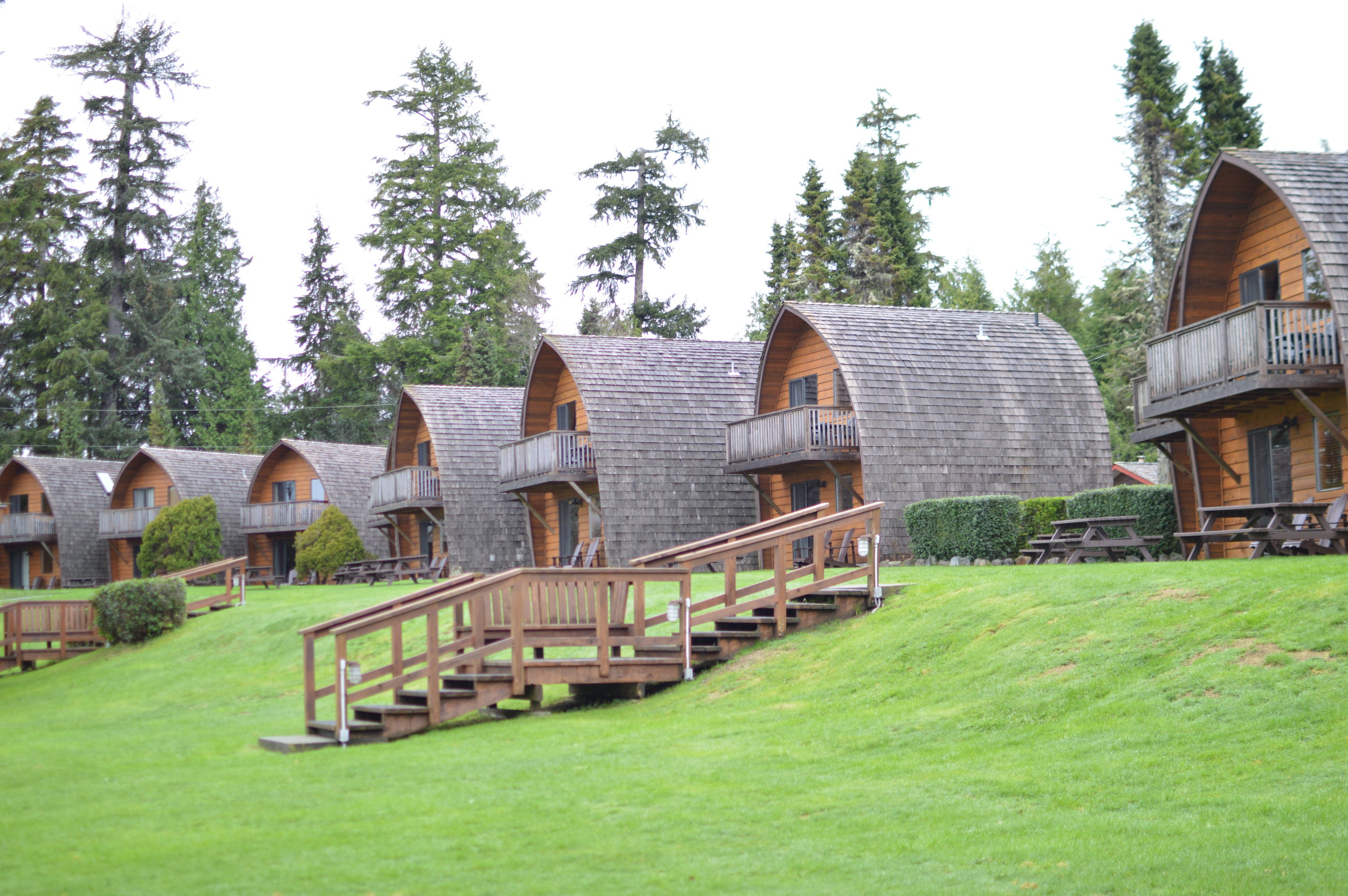 One studio up, one studio down. The cabins.