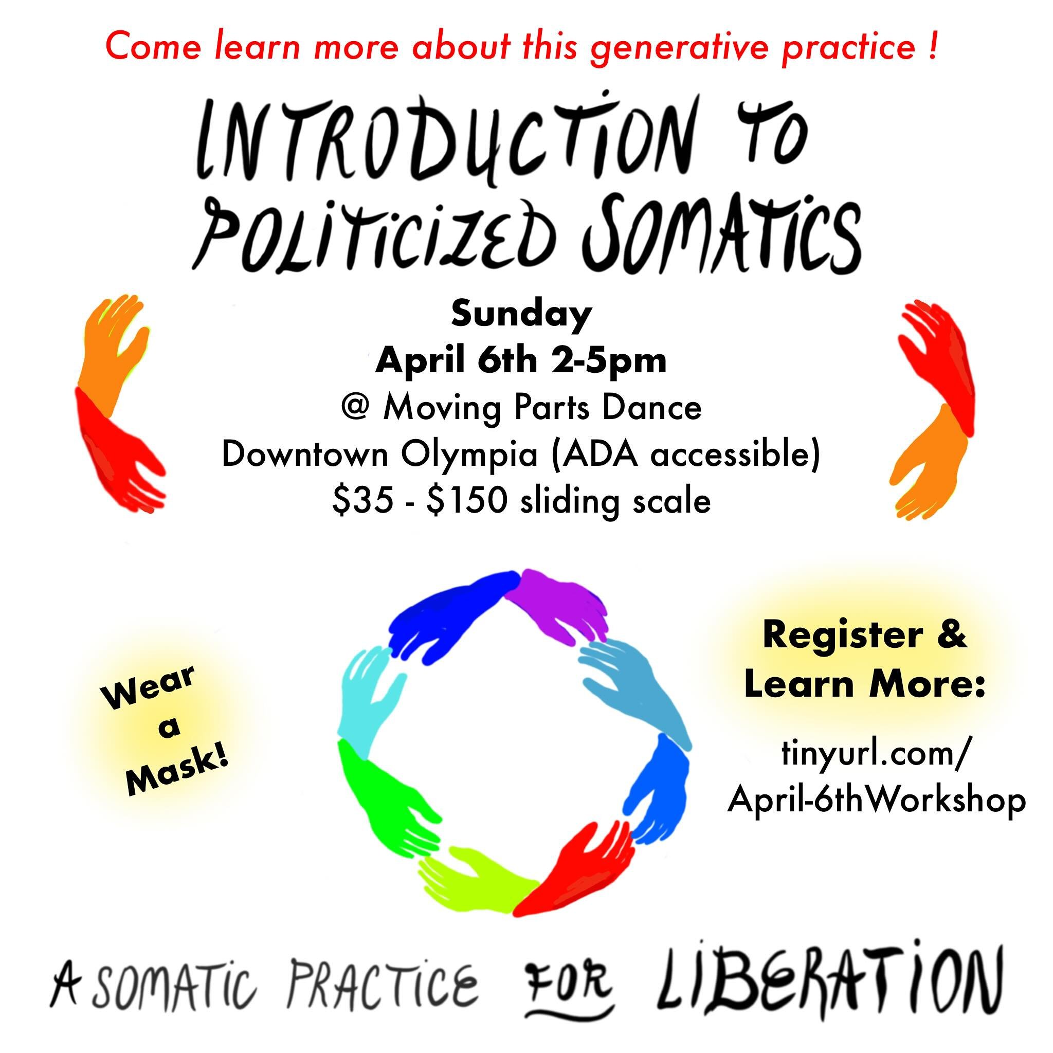 We are doing it again! Come join us for this popular workshop- In person:
Come learn about politicized somatics and foundational practices. This work invites us to expand our capacity to feel our bodies, connect with spirit, deepen into belonging, an